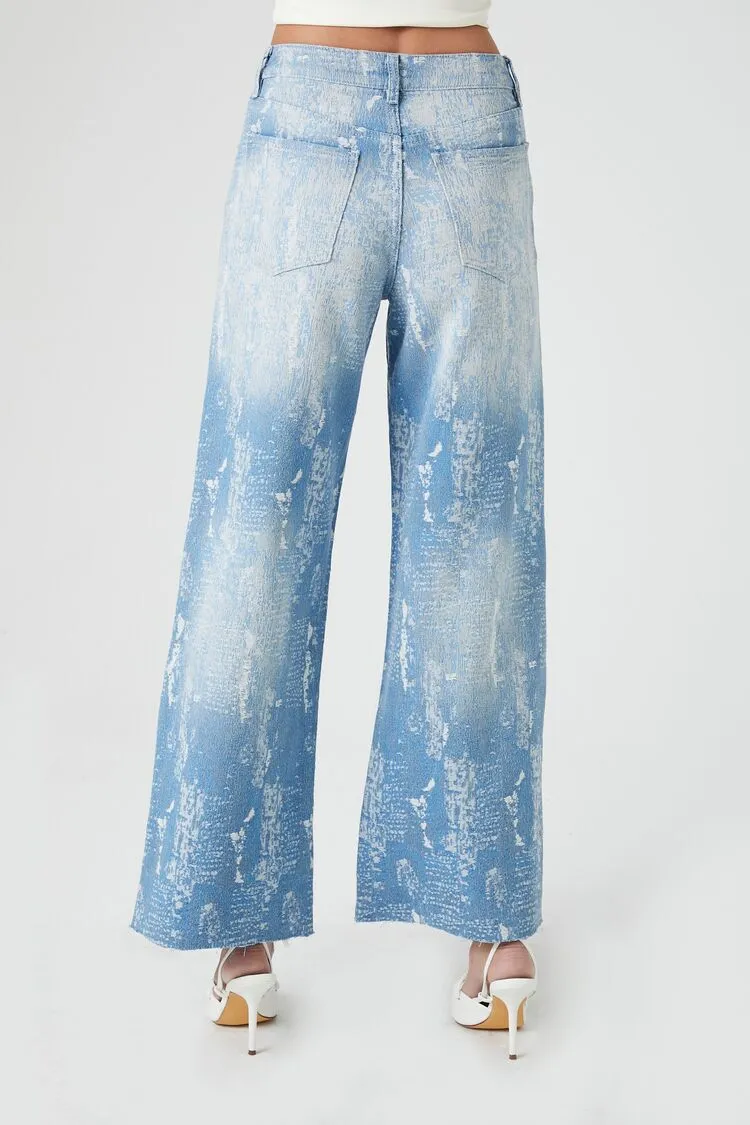 Wide-Leg Distressed Jeans