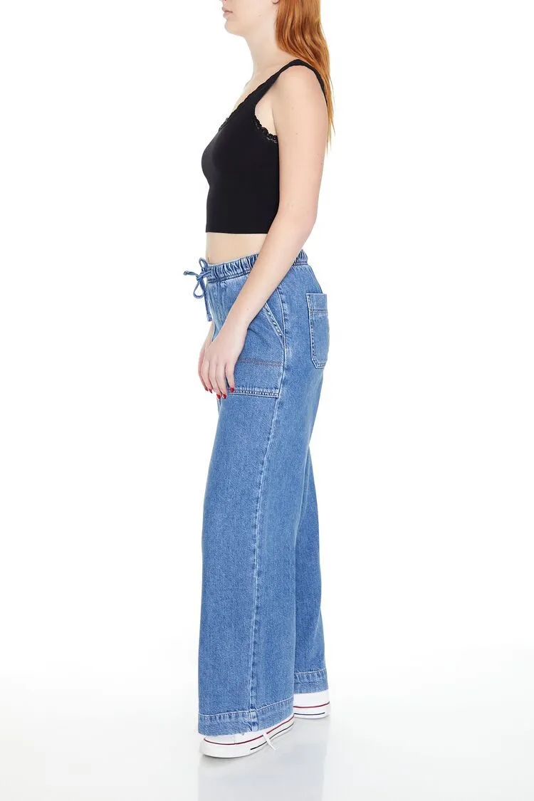 Wide-Leg Drawstring Jeans