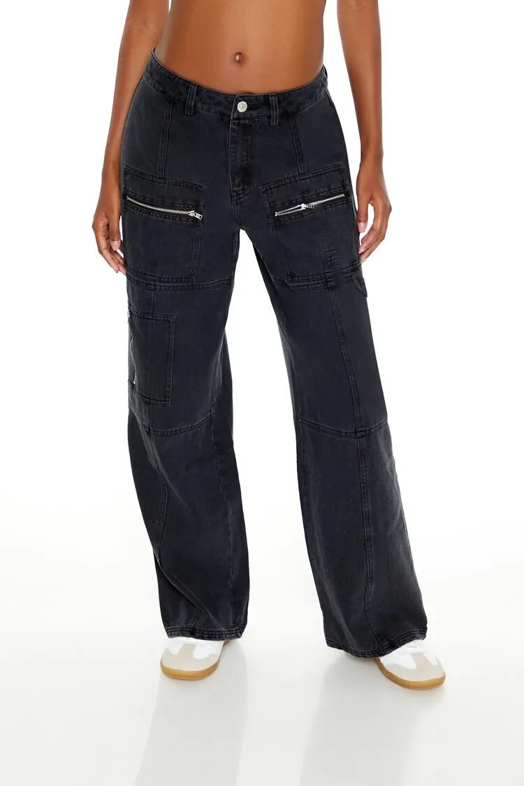 Wide-Leg Utility Cargo Jeans