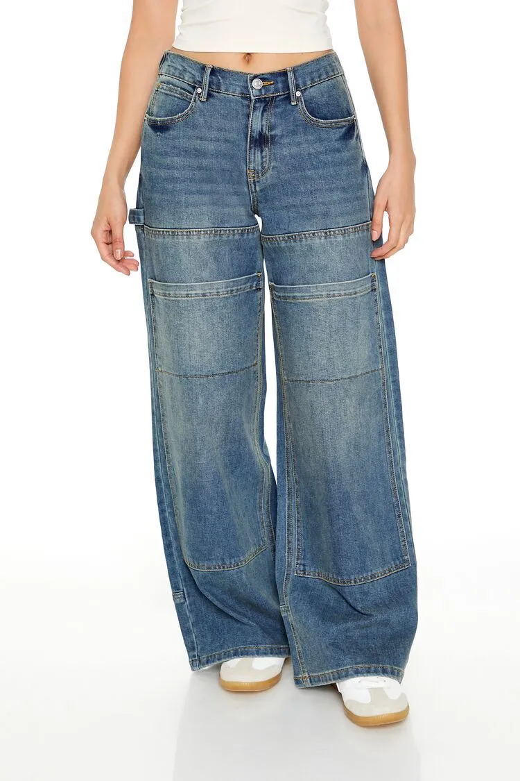 Wide-Leg Utility Cargo Jeans