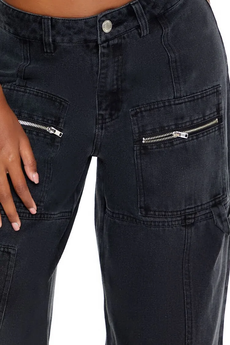 Wide-Leg Utility Cargo Jeans