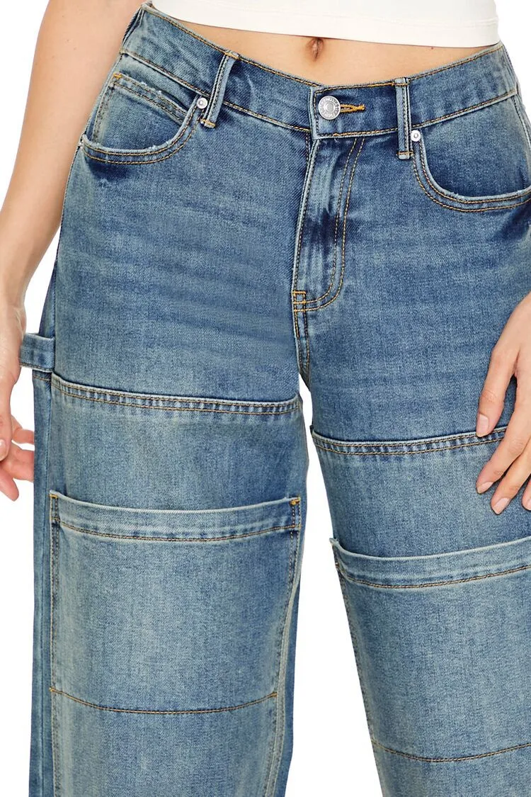 Wide-Leg Utility Cargo Jeans