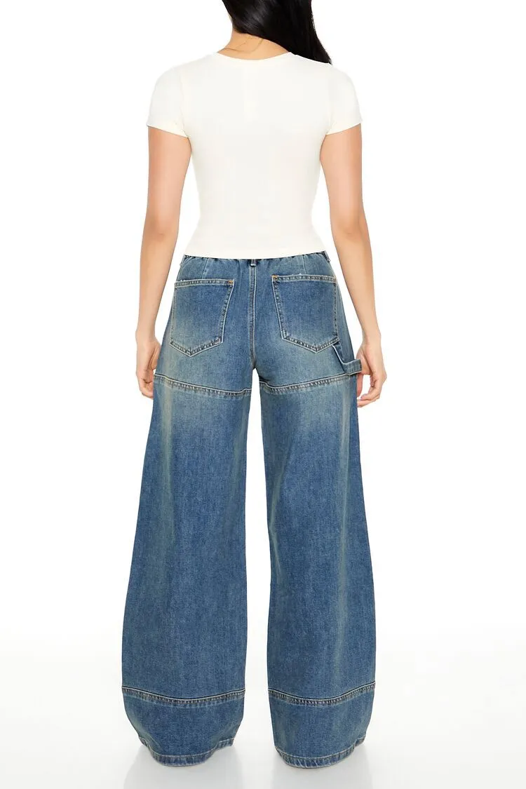 Wide-Leg Utility Cargo Jeans