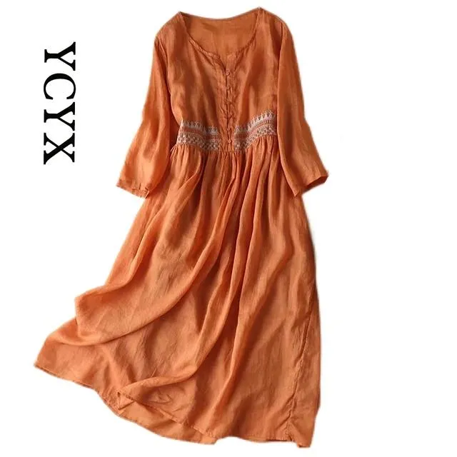 Women Round Neck Wrist Sleeve Vestidos Dress B-113389