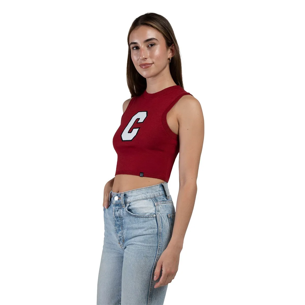 Women's Block C Knitted Sweater Crop Top