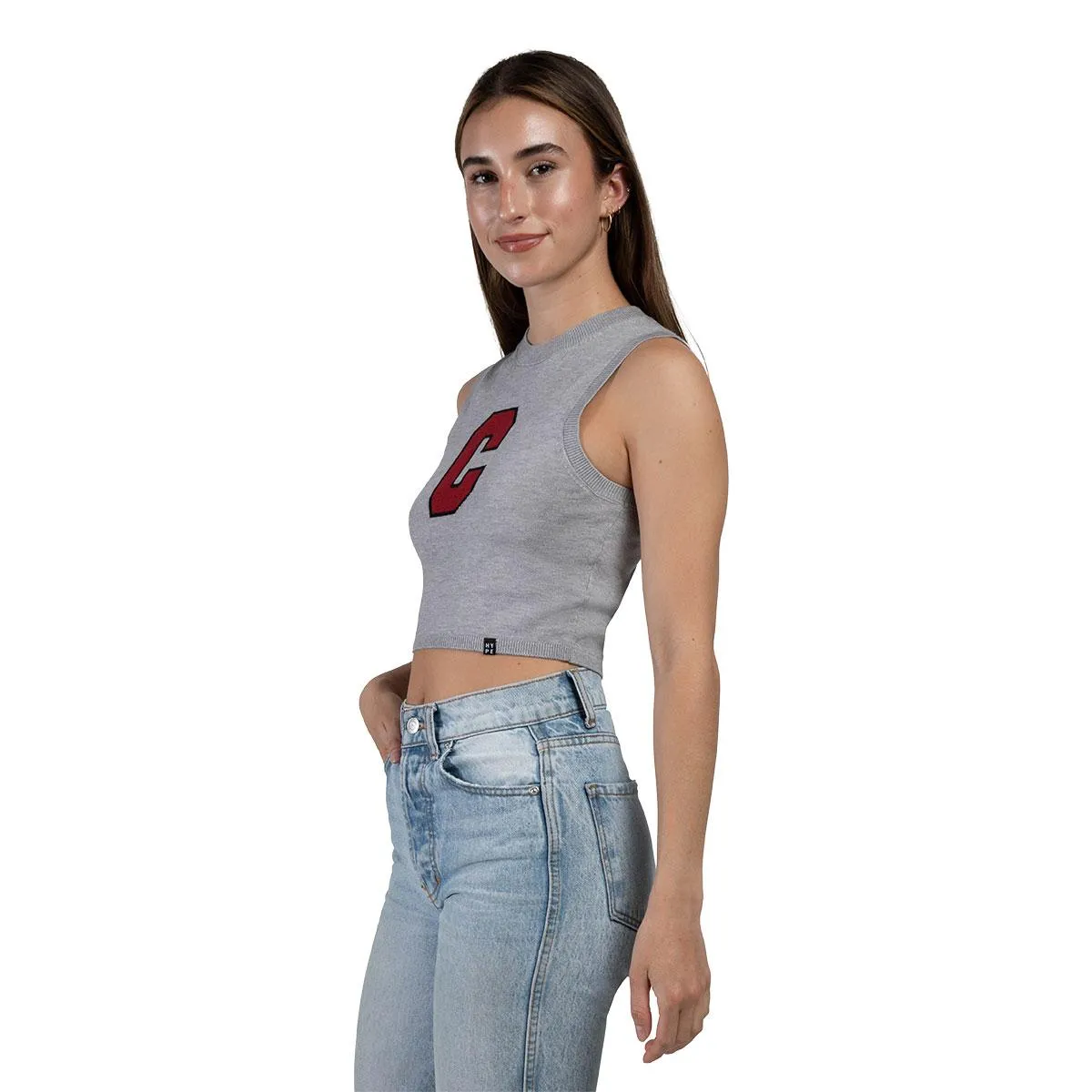 Women's Block C Knitted Sweater Crop Top