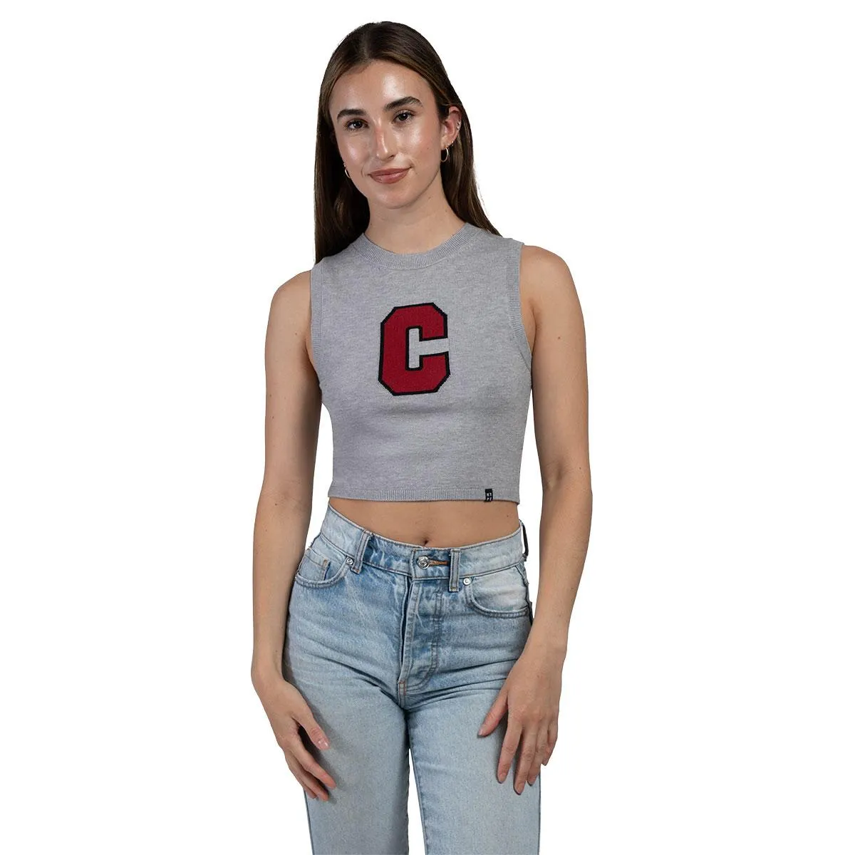 Women's Block C Knitted Sweater Crop Top
