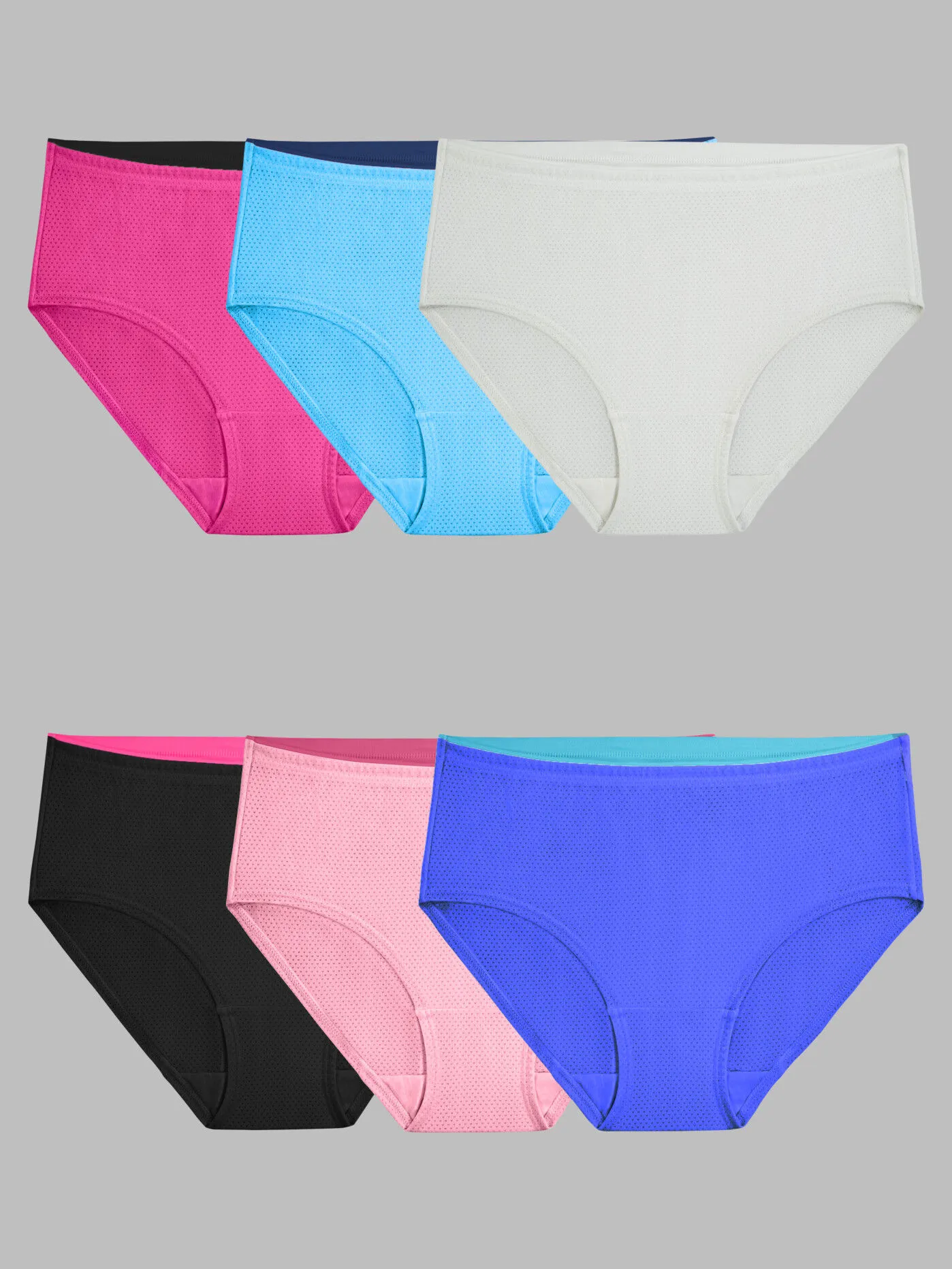 Women's Breathable Micro-Mesh Low-Rise Brief Panty, Assorted 6 Pack