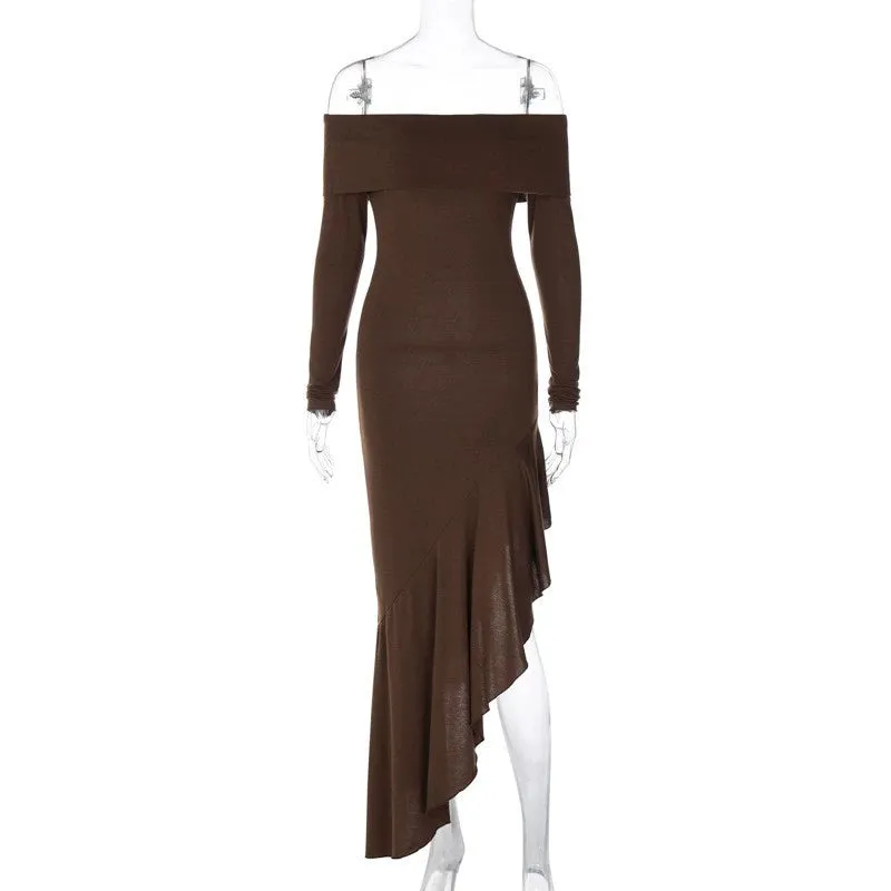 Women's Ins Party Fashion off-Shoulder Close-Fitting Dress