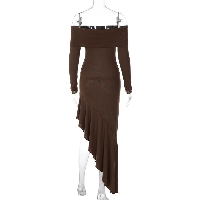 Women's Ins Party Fashion off-Shoulder Close-Fitting Dress