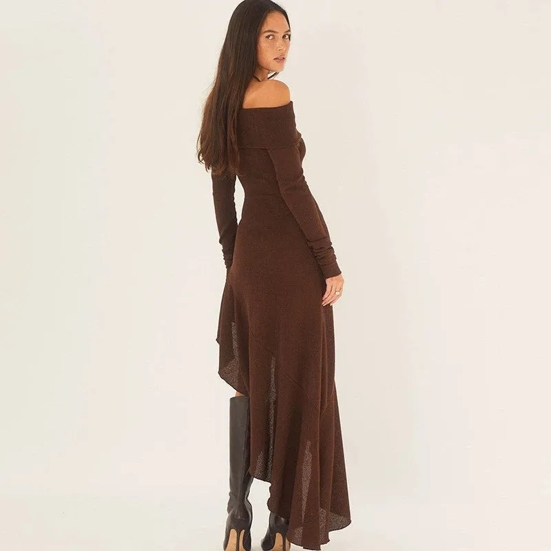 Women's Ins Party Fashion off-Shoulder Close-Fitting Dress