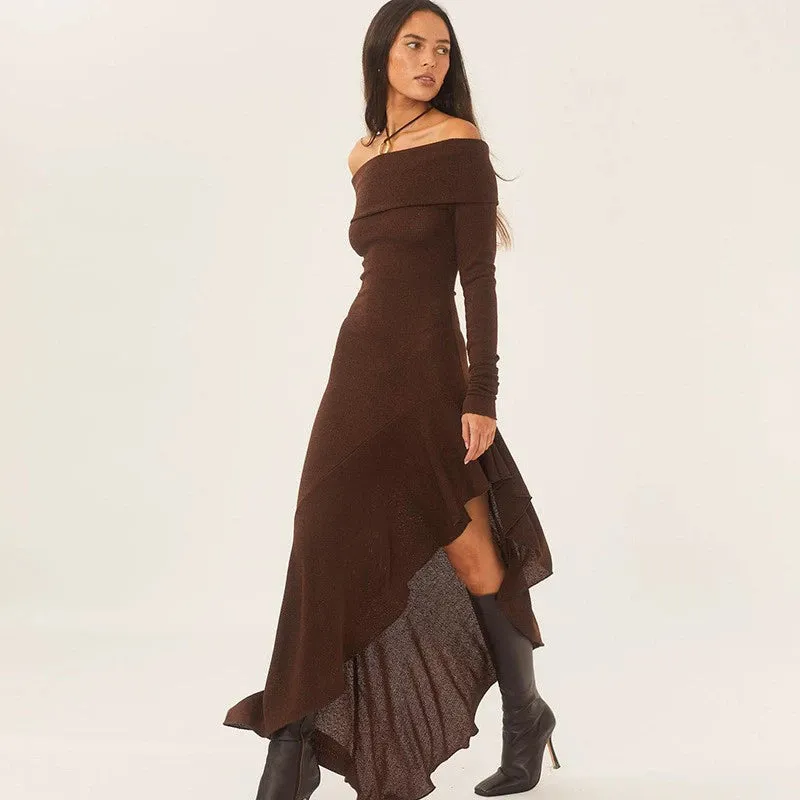 Women's Ins Party Fashion off-Shoulder Close-Fitting Dress