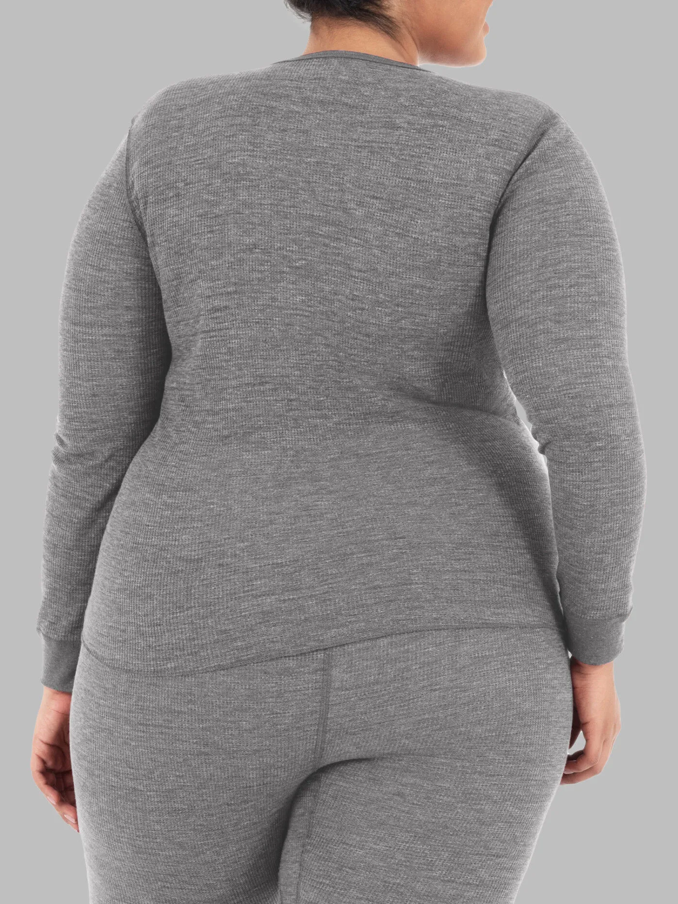 Women's Plus Size Crew Neck Waffle Thermal Top, 2 Pack
