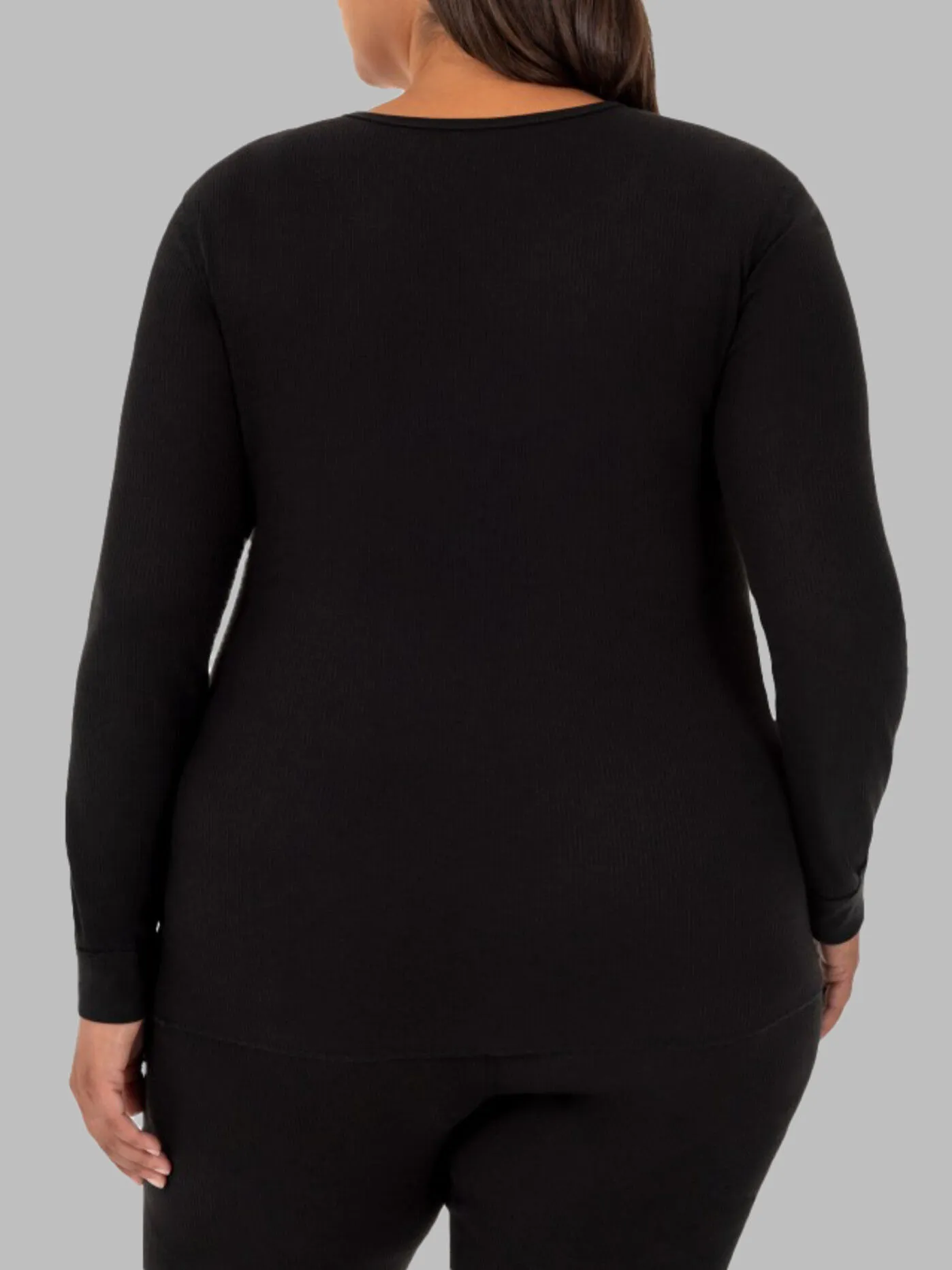 Women's Plus Size Crew Neck Waffle Thermal Top, 2 Pack