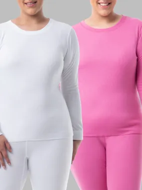 Women's Plus Size Thermal Crew Top, 2 Pack