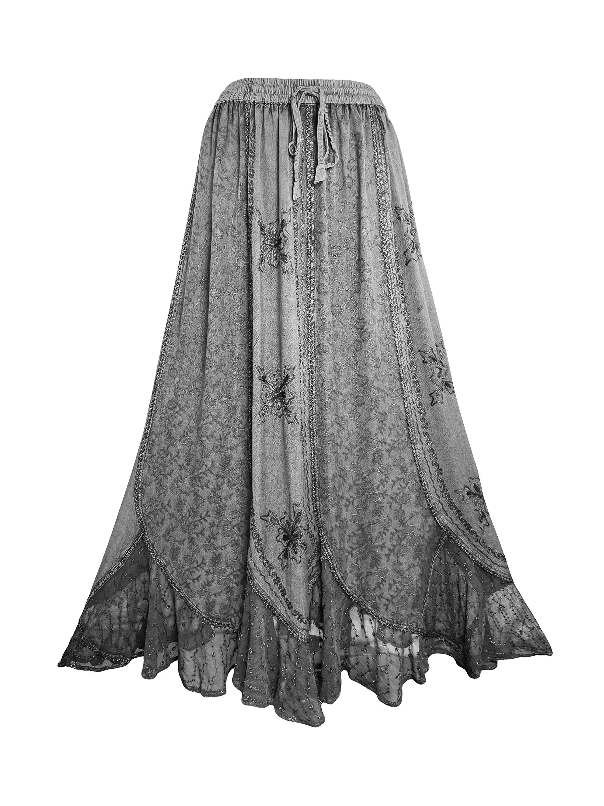 Women's Scalloped Bohemian Gothic Elastic Waistband Flared Skirt ~ 711 SKT