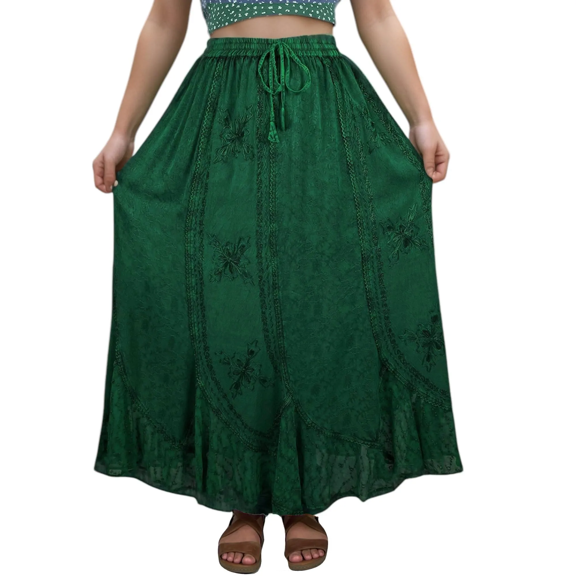 Women's Scalloped Bohemian Gothic Elastic Waistband Flared Skirt ~ 711 SKT