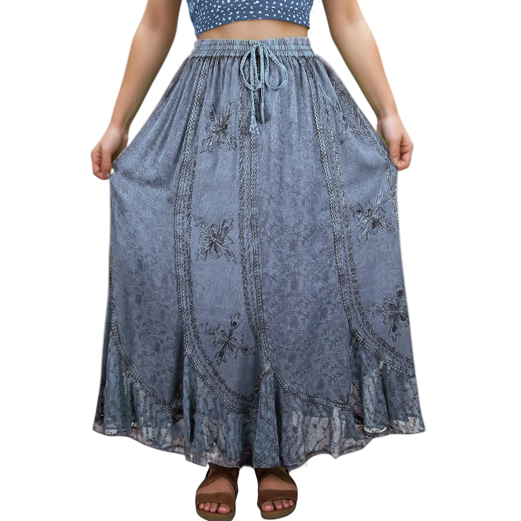Women's Scalloped Bohemian Gothic Elastic Waistband Flared Skirt ~ 711 SKT
