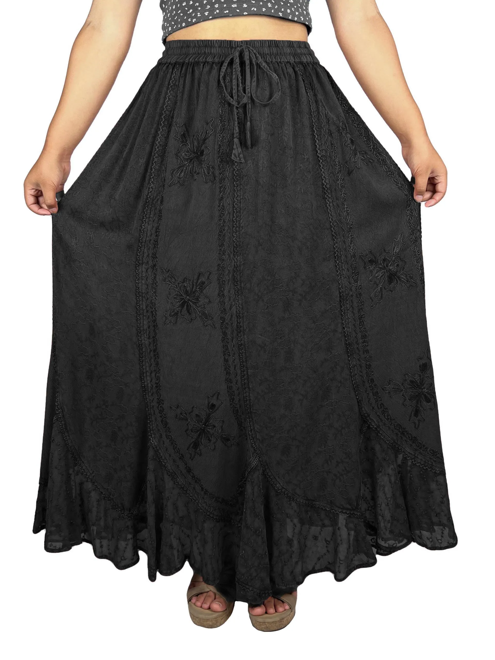 Women's Scalloped Bohemian Gothic Elastic Waistband Flared Skirt ~ 711 SKT