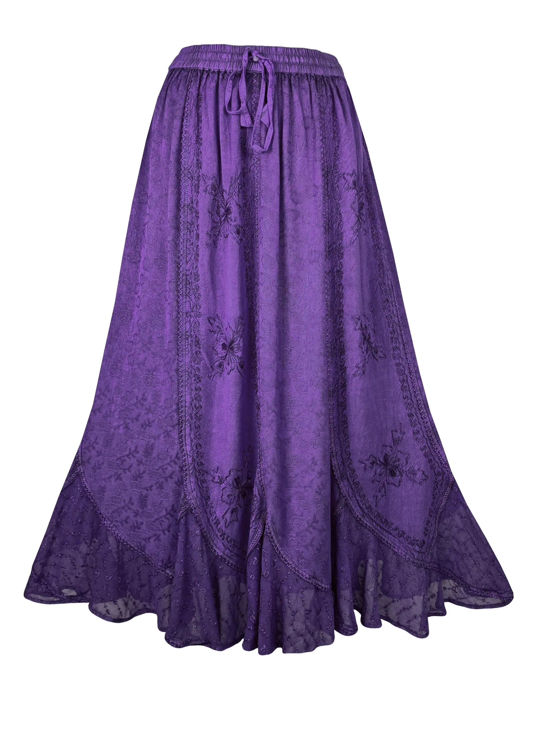 Women's Scalloped Bohemian Gothic Elastic Waistband Flared Skirt ~ 711 SKT