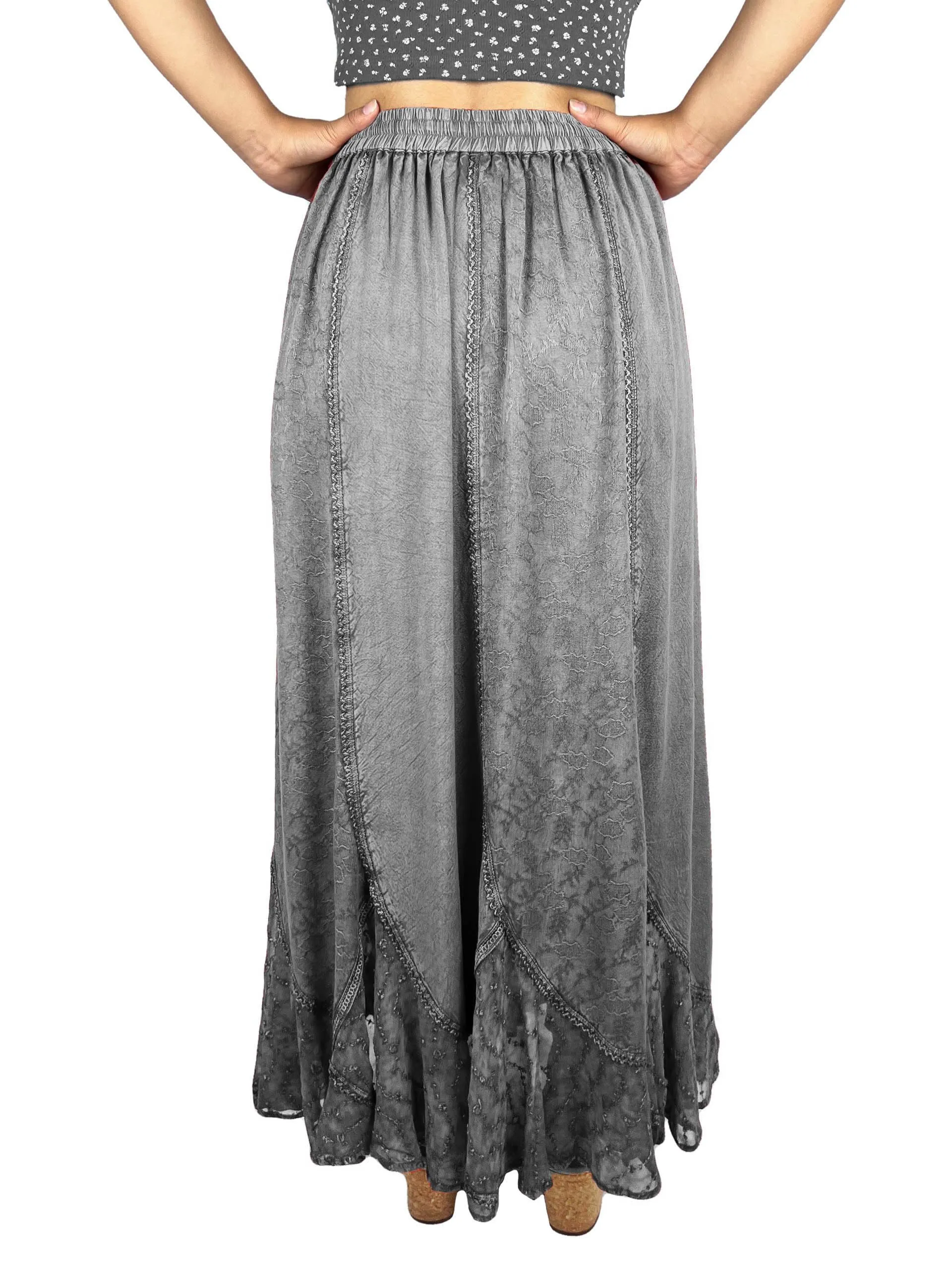 Women's Scalloped Bohemian Gothic Elastic Waistband Flared Skirt ~ 711 SKT