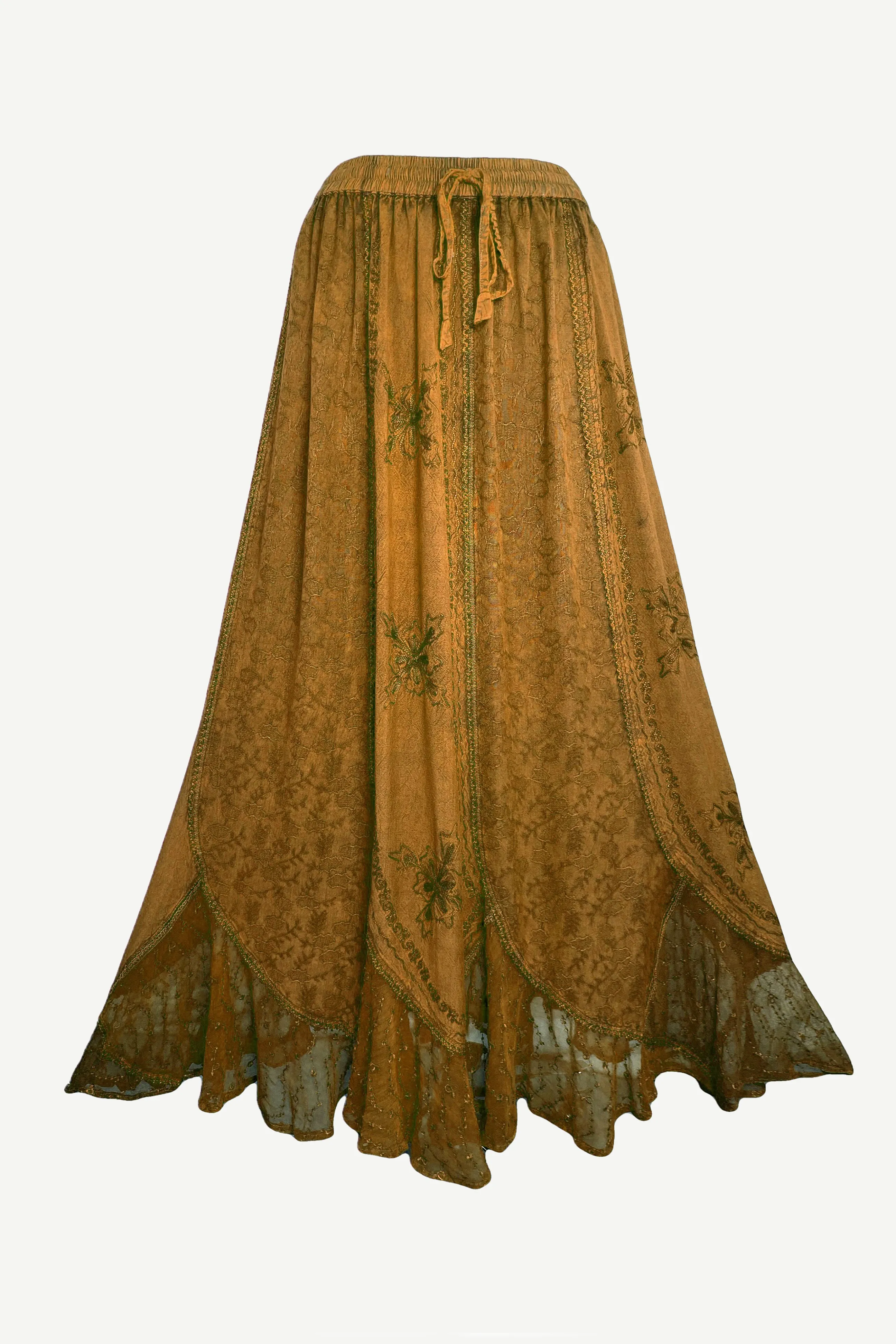 Women's Scalloped Bohemian Gothic Elastic Waistband Flared Skirt ~ 711 SKT