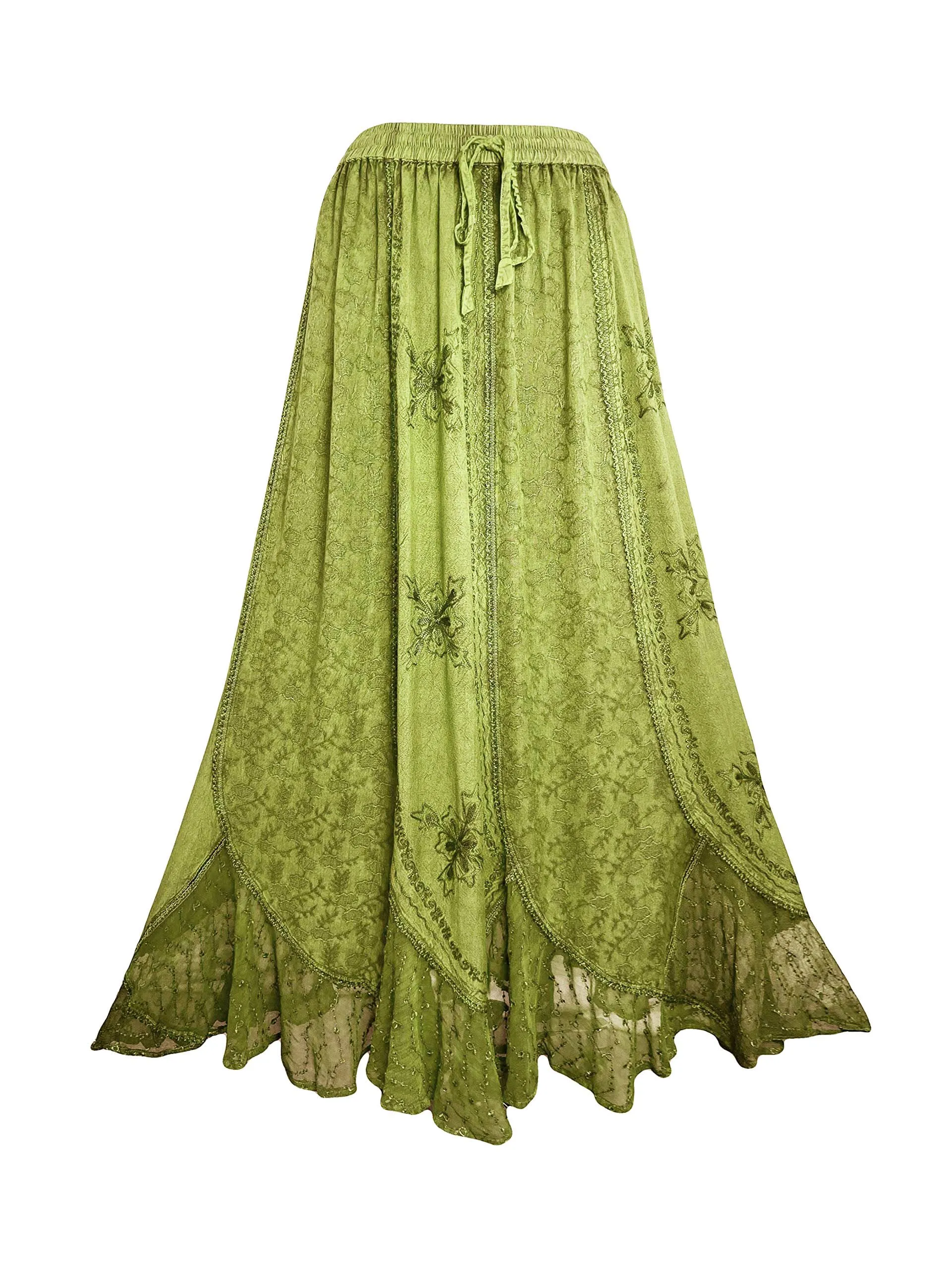 Women's Scalloped Bohemian Gothic Elastic Waistband Flared Skirt ~ 711 SKT