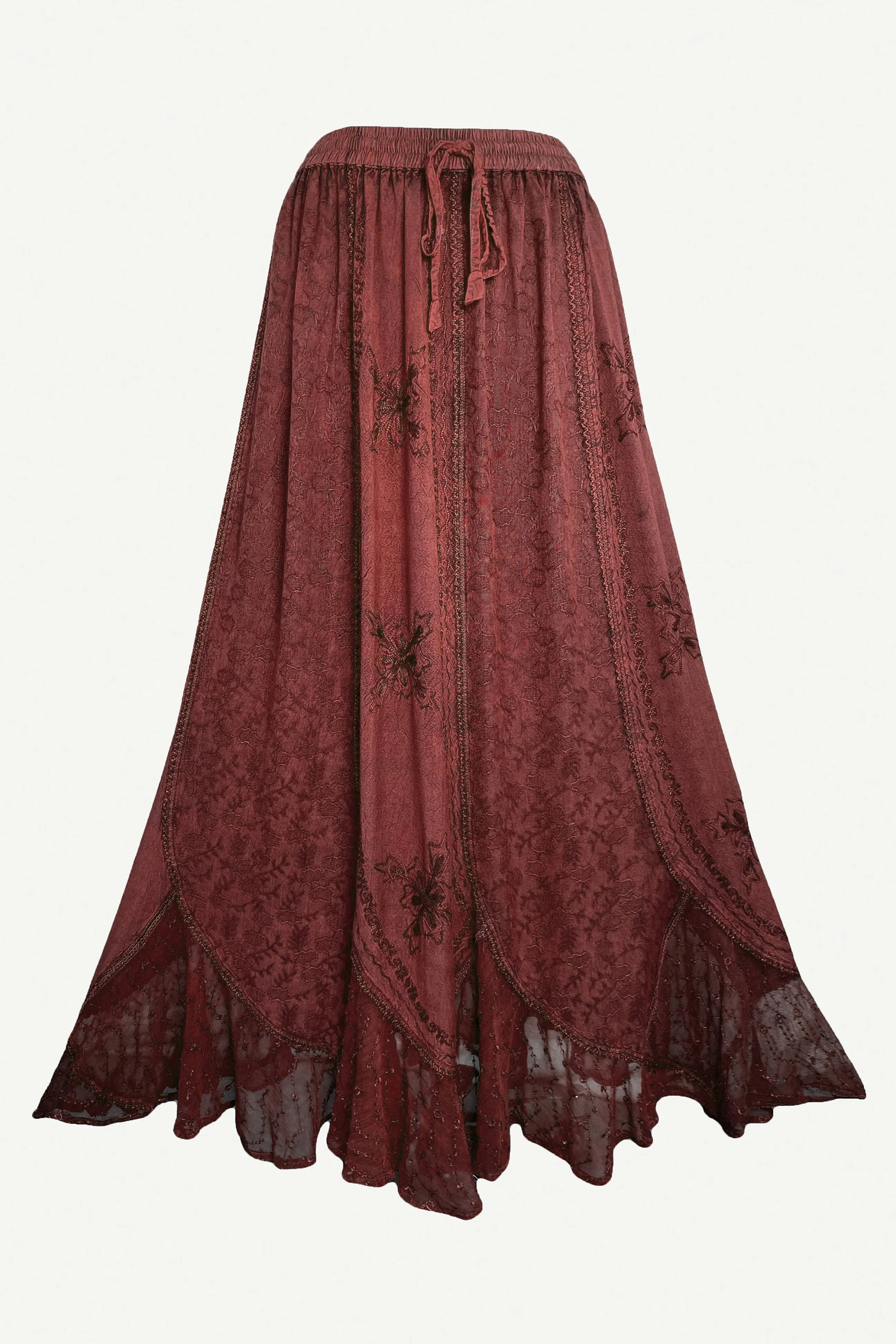 Women's Scalloped Bohemian Gothic Elastic Waistband Flared Skirt ~ 711 SKT