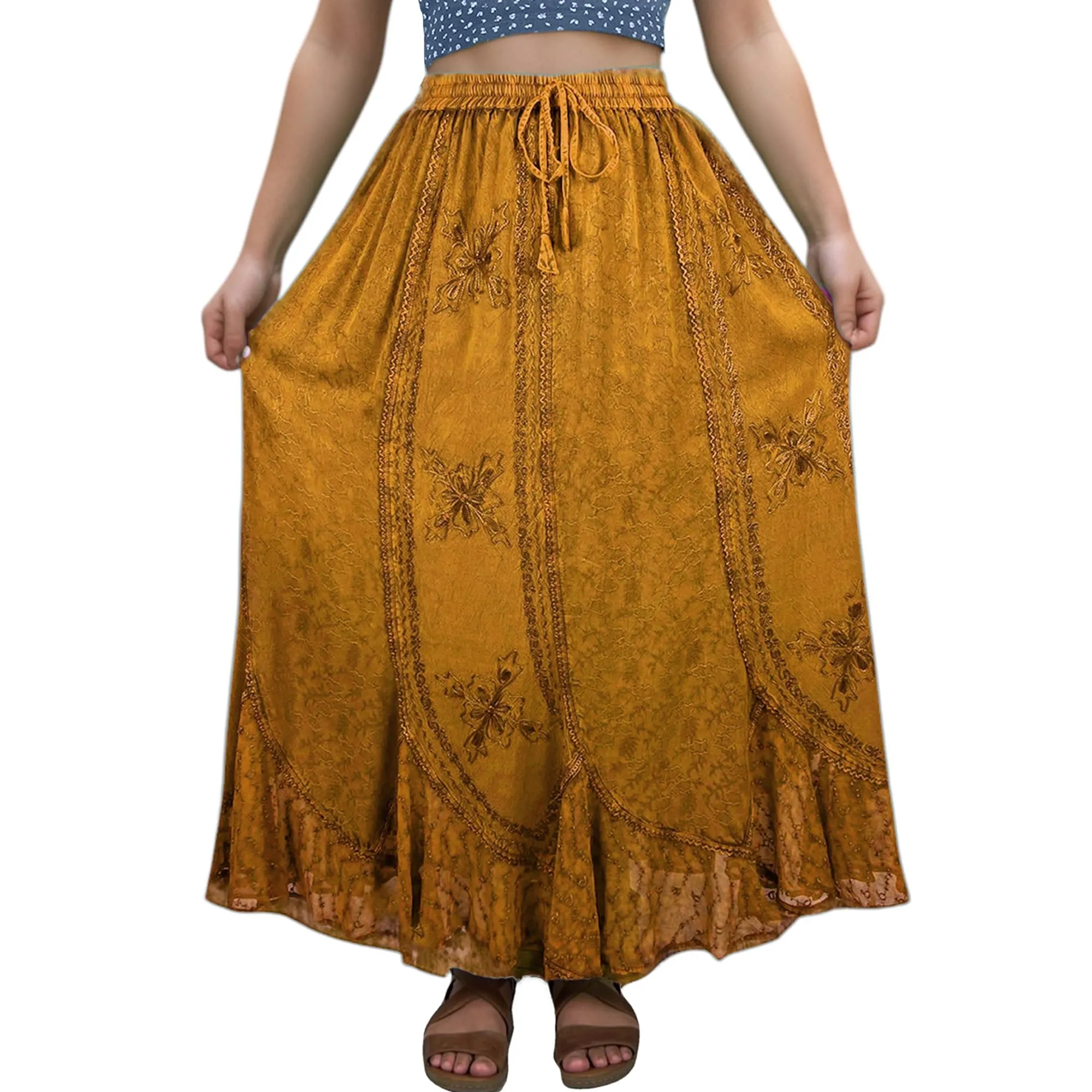 Women's Scalloped Bohemian Gothic Elastic Waistband Flared Skirt ~ 711 SKT