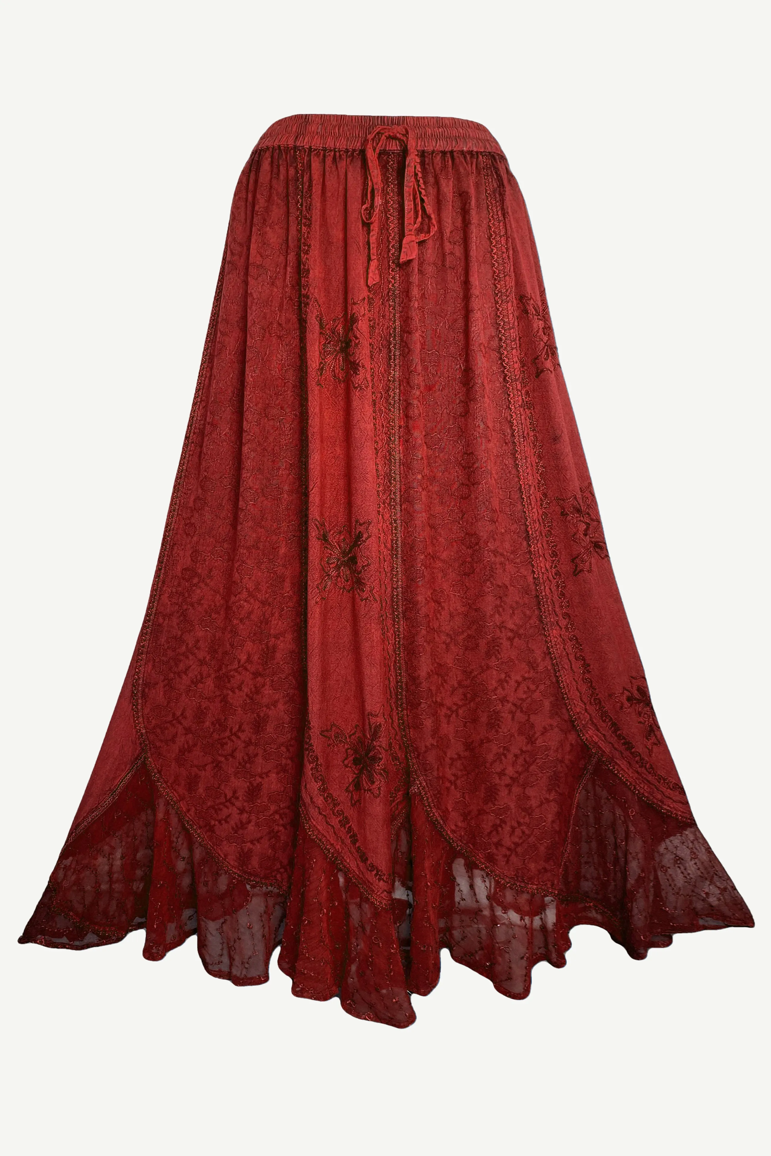 Women's Scalloped Bohemian Gothic Elastic Waistband Flared Skirt ~ 711 SKT