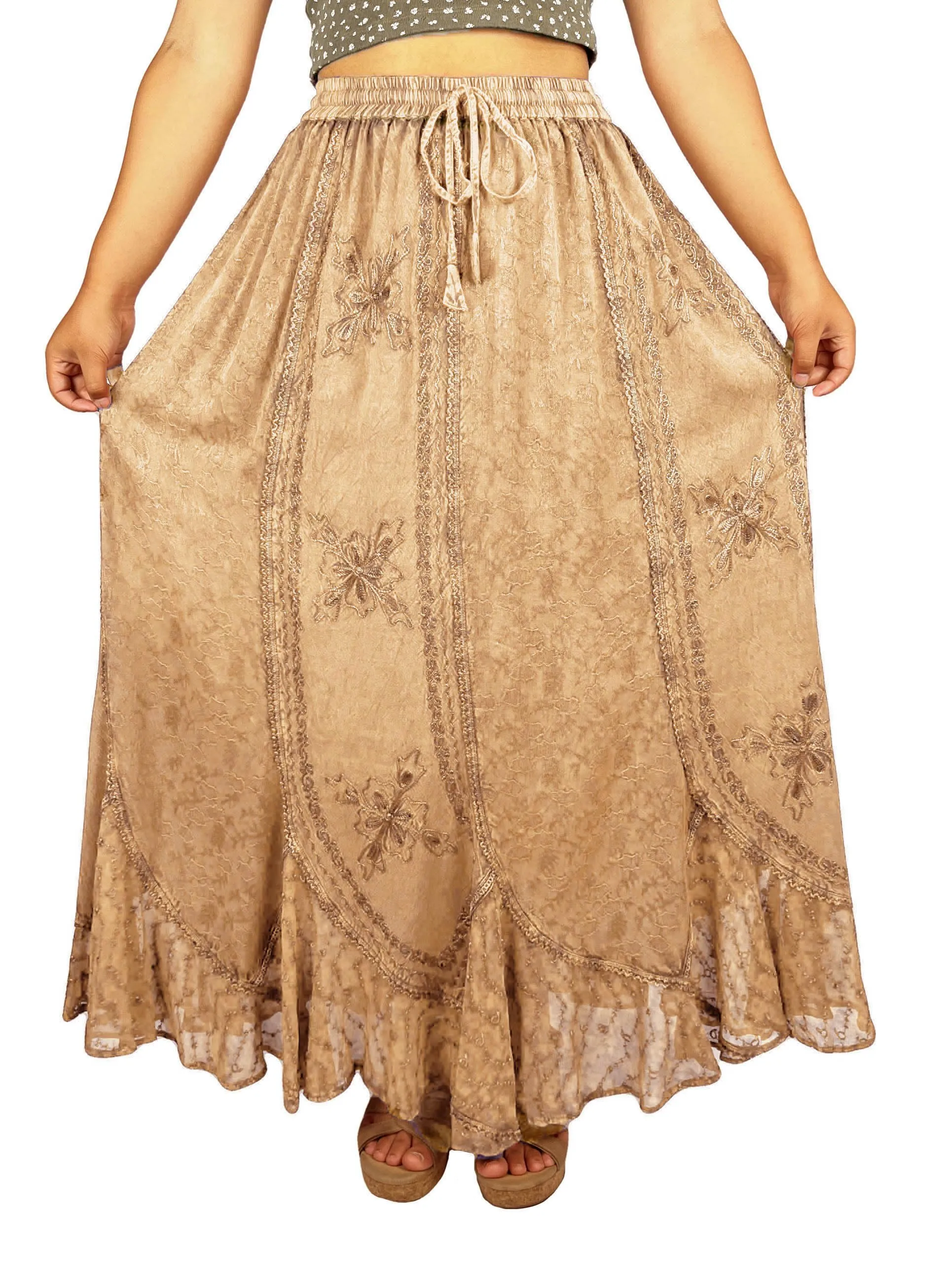 Women's Scalloped Bohemian Gothic Elastic Waistband Flared Skirt ~ 711 SKT