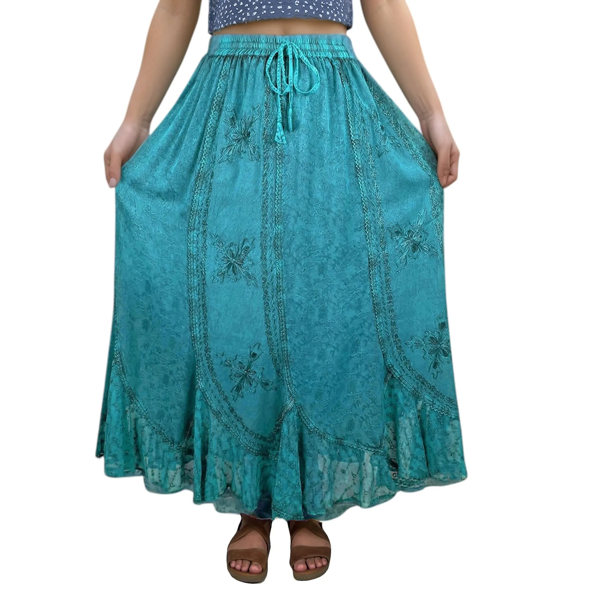 Women's Scalloped Bohemian Gothic Elastic Waistband Flared Skirt ~ 711 SKT