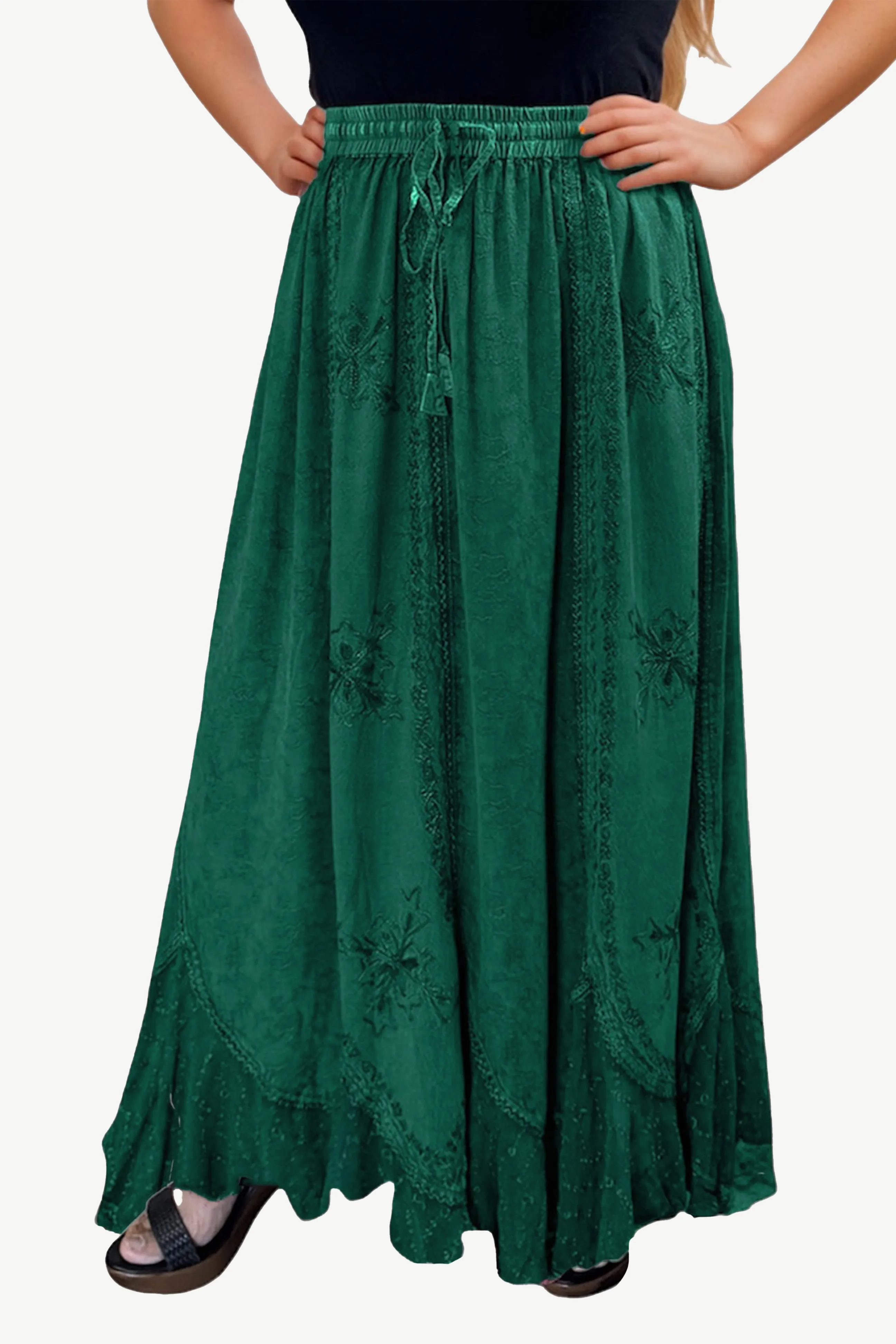 Women's Scalloped Bohemian Gothic Elastic Waistband Flared Skirt ~ 711 SKT