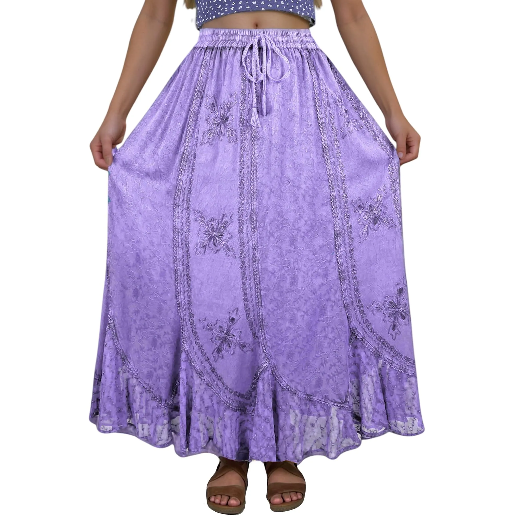 Women's Scalloped Bohemian Gothic Elastic Waistband Flared Skirt ~ 711 SKT
