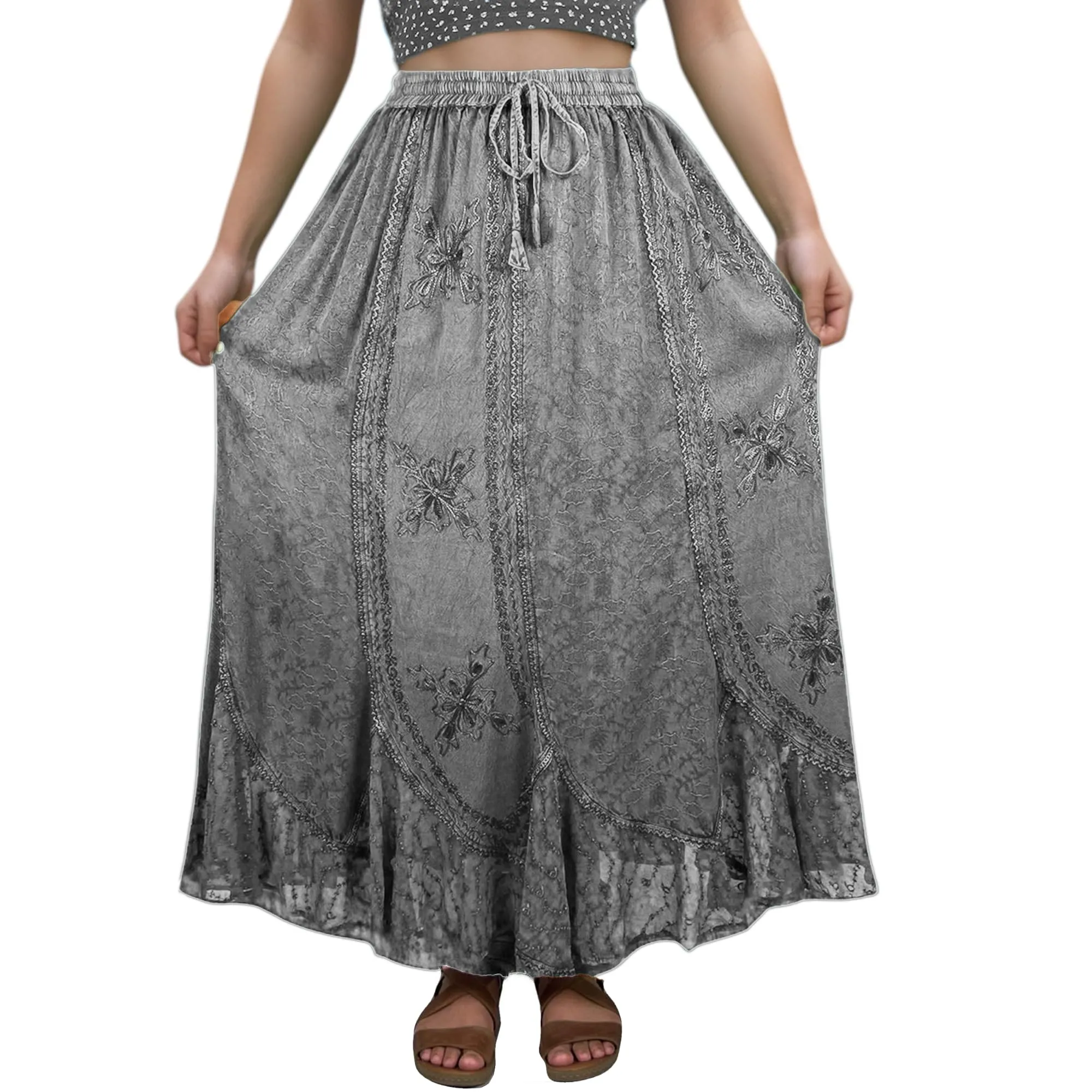 Women's Scalloped Bohemian Gothic Elastic Waistband Flared Skirt ~ 711 SKT
