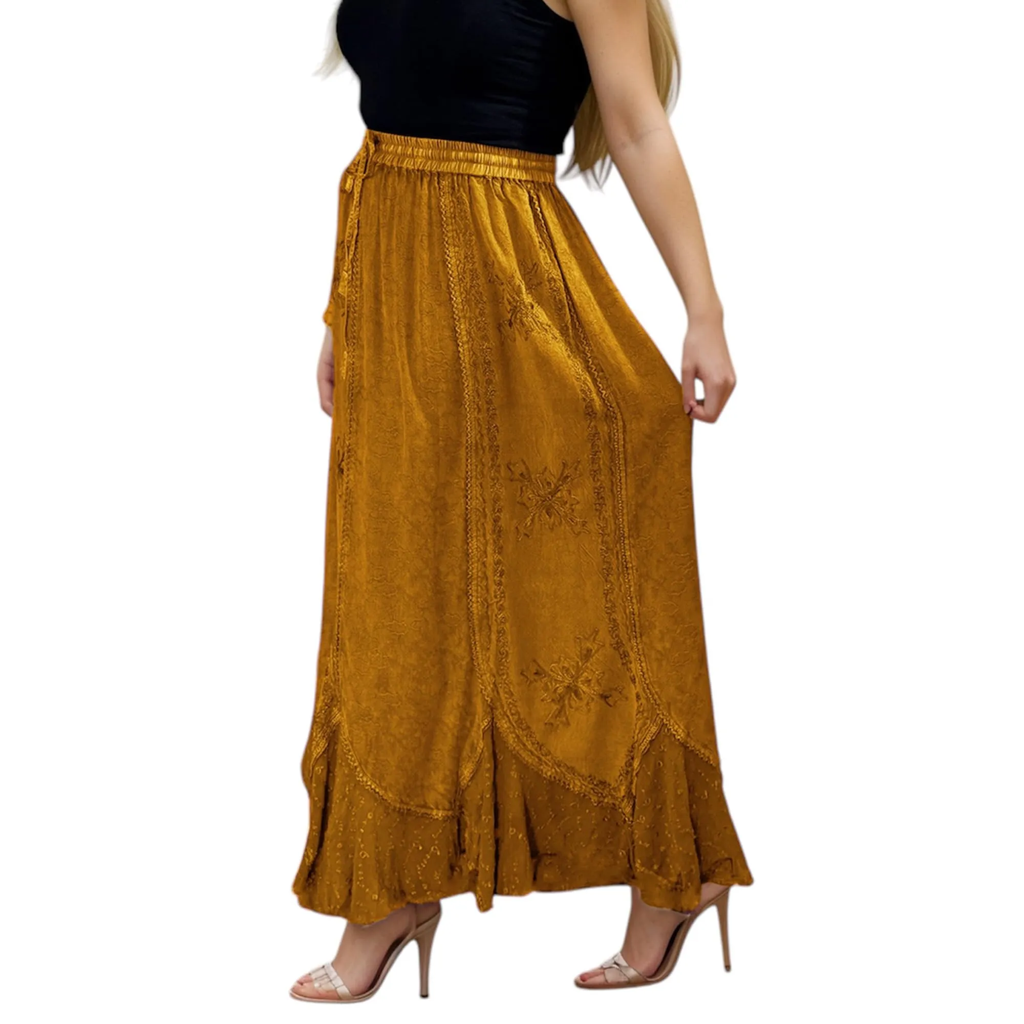 Women's Scalloped Bohemian Gothic Elastic Waistband Flared Skirt ~ 711 SKT