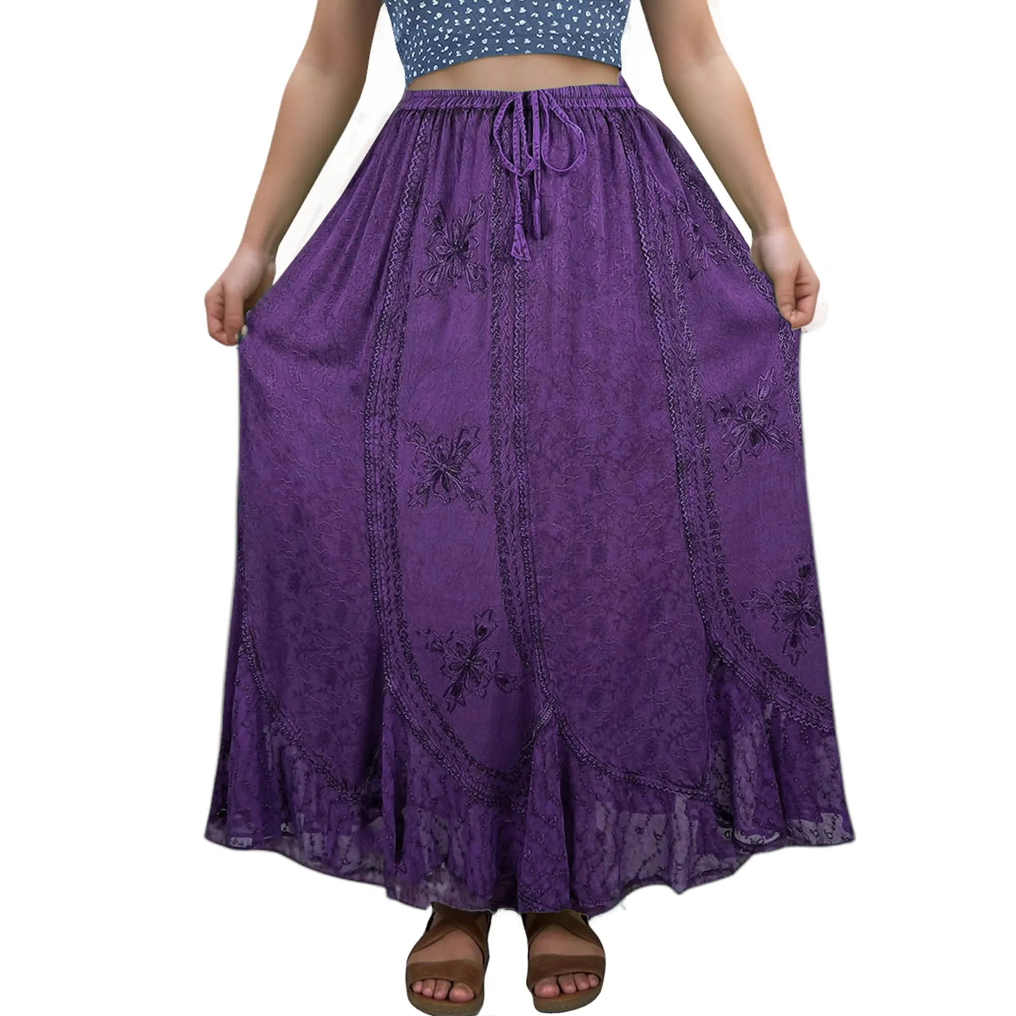 Women's Scalloped Bohemian Gothic Elastic Waistband Flared Skirt ~ 711 SKT