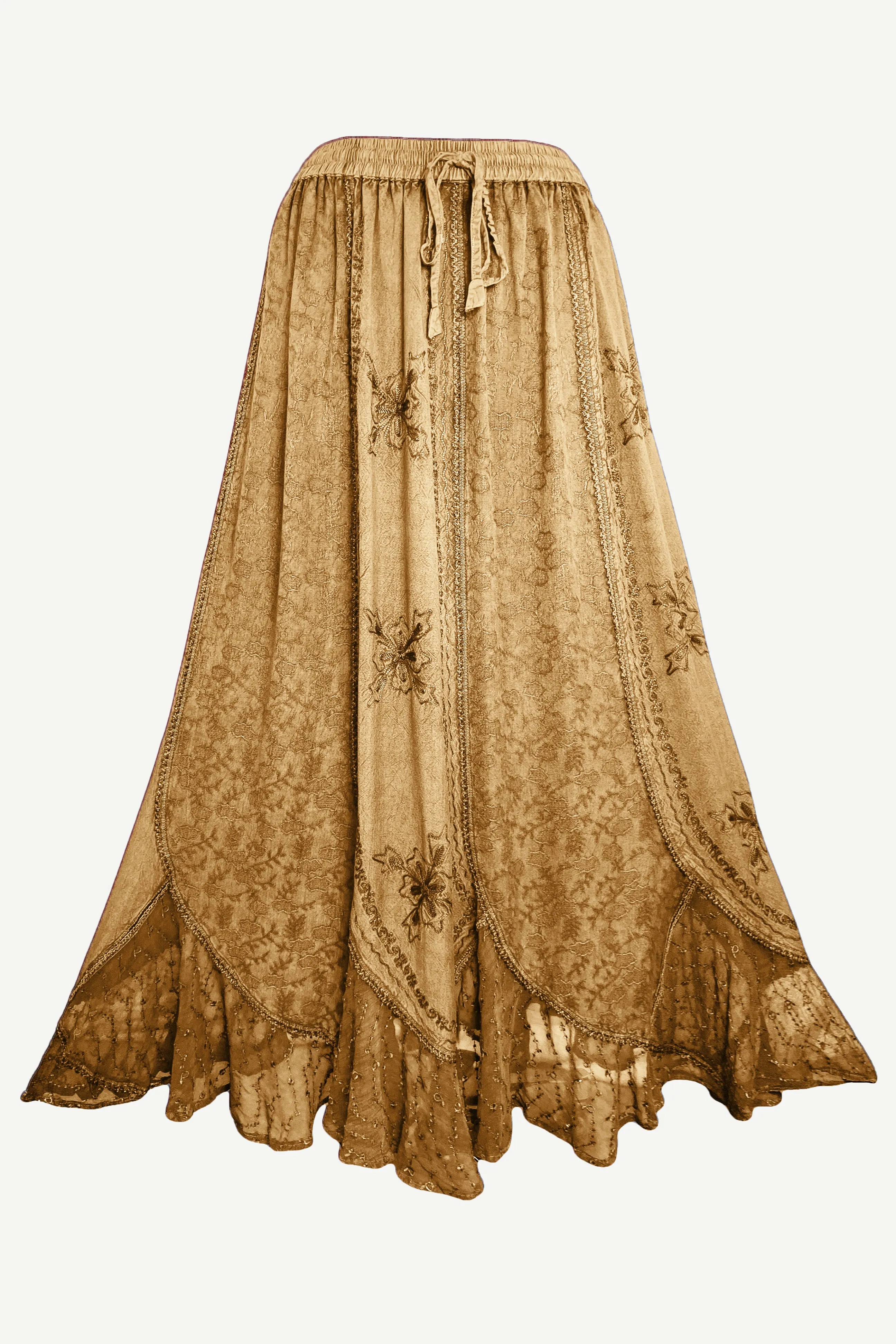 Women's Scalloped Bohemian Gothic Elastic Waistband Flared Skirt ~ 711 SKT