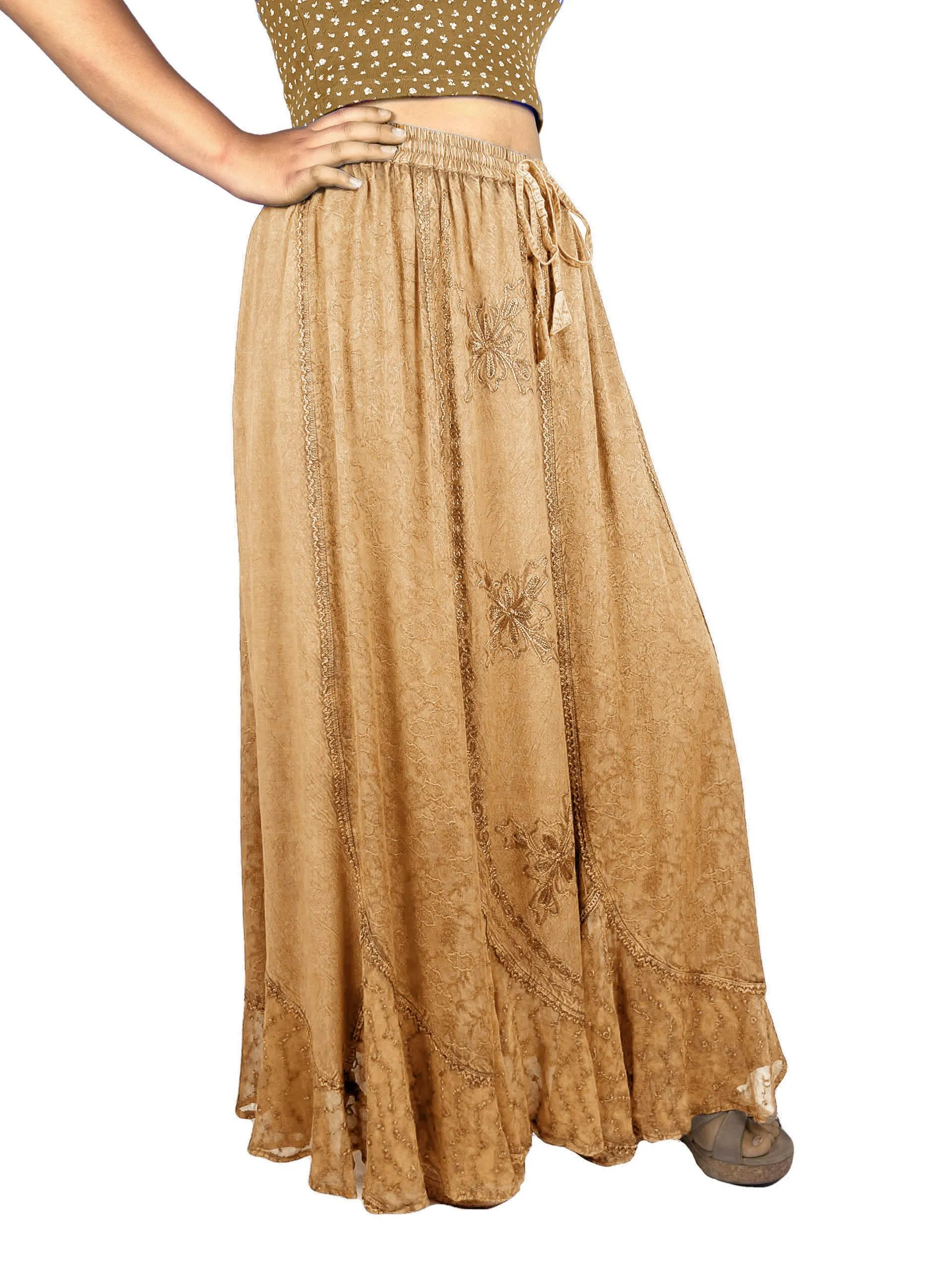 Women's Scalloped Bohemian Gothic Elastic Waistband Flared Skirt ~ 711 SKT
