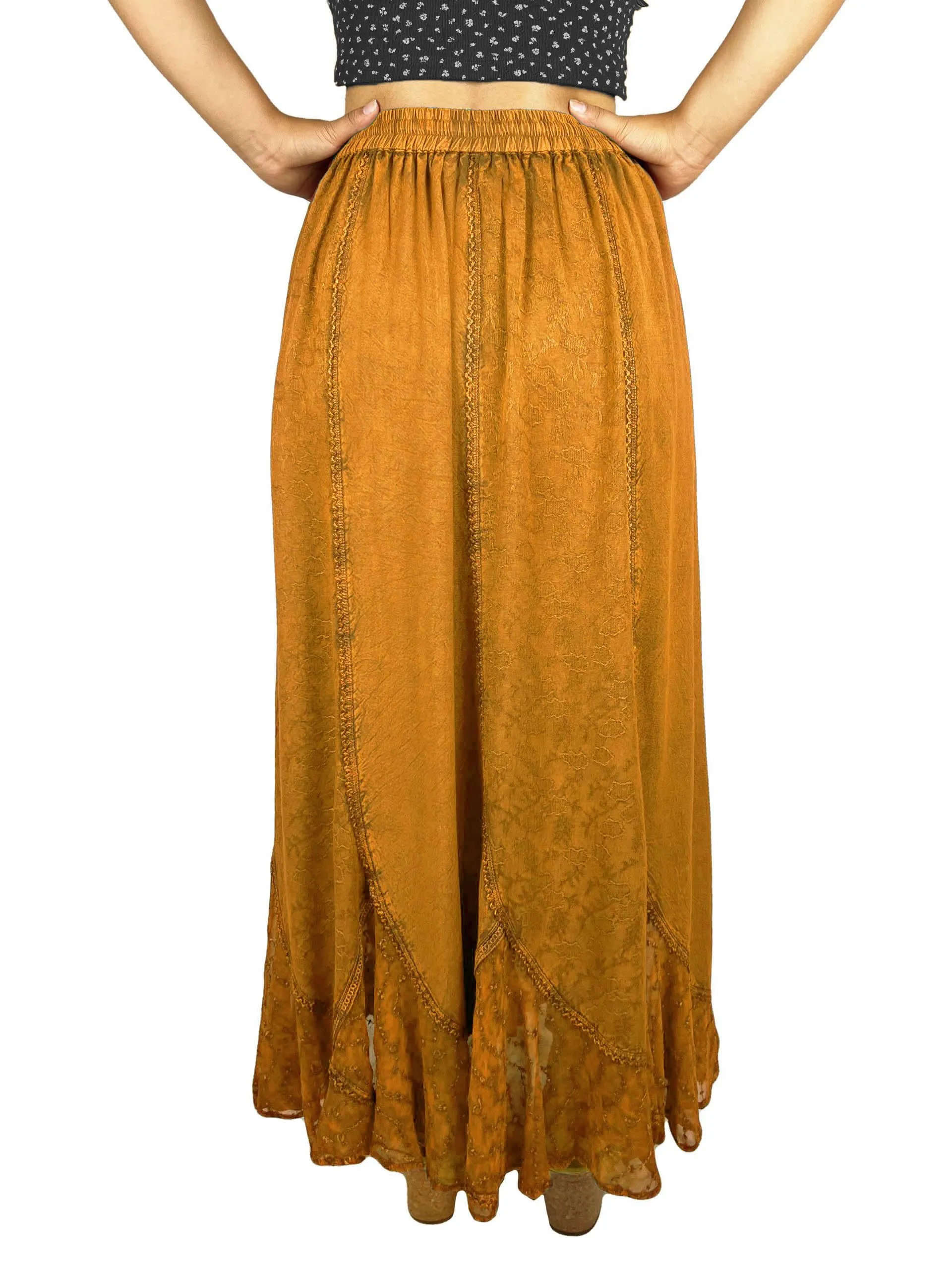 Women's Scalloped Bohemian Gothic Elastic Waistband Flared Skirt ~ 711 SKT