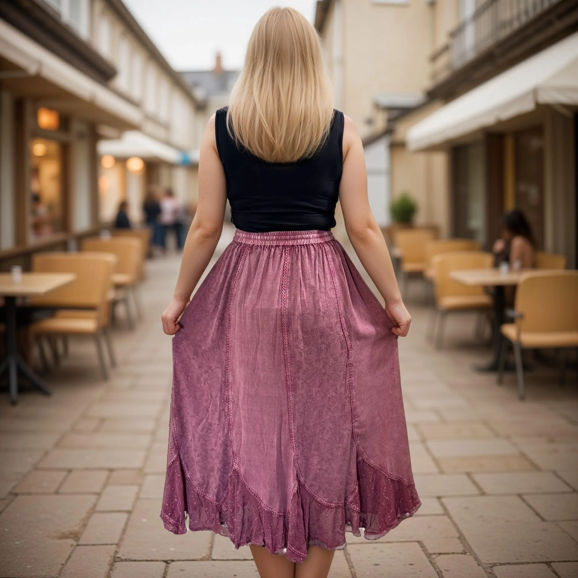 Women's Scalloped Bohemian Gothic Elastic Waistband Flared Skirt ~ 711 SKT