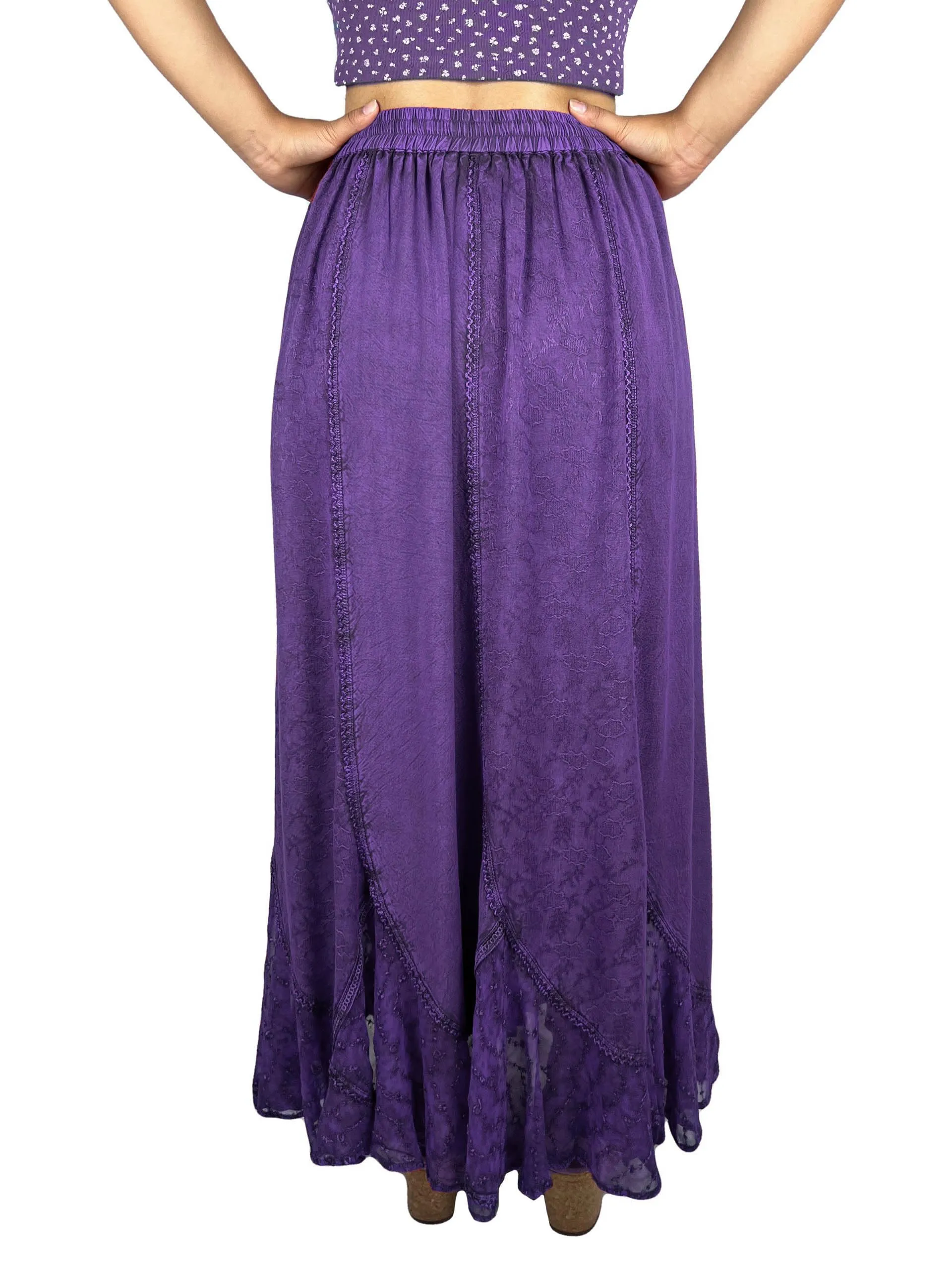 Women's Scalloped Bohemian Gothic Elastic Waistband Flared Skirt ~ 711 SKT