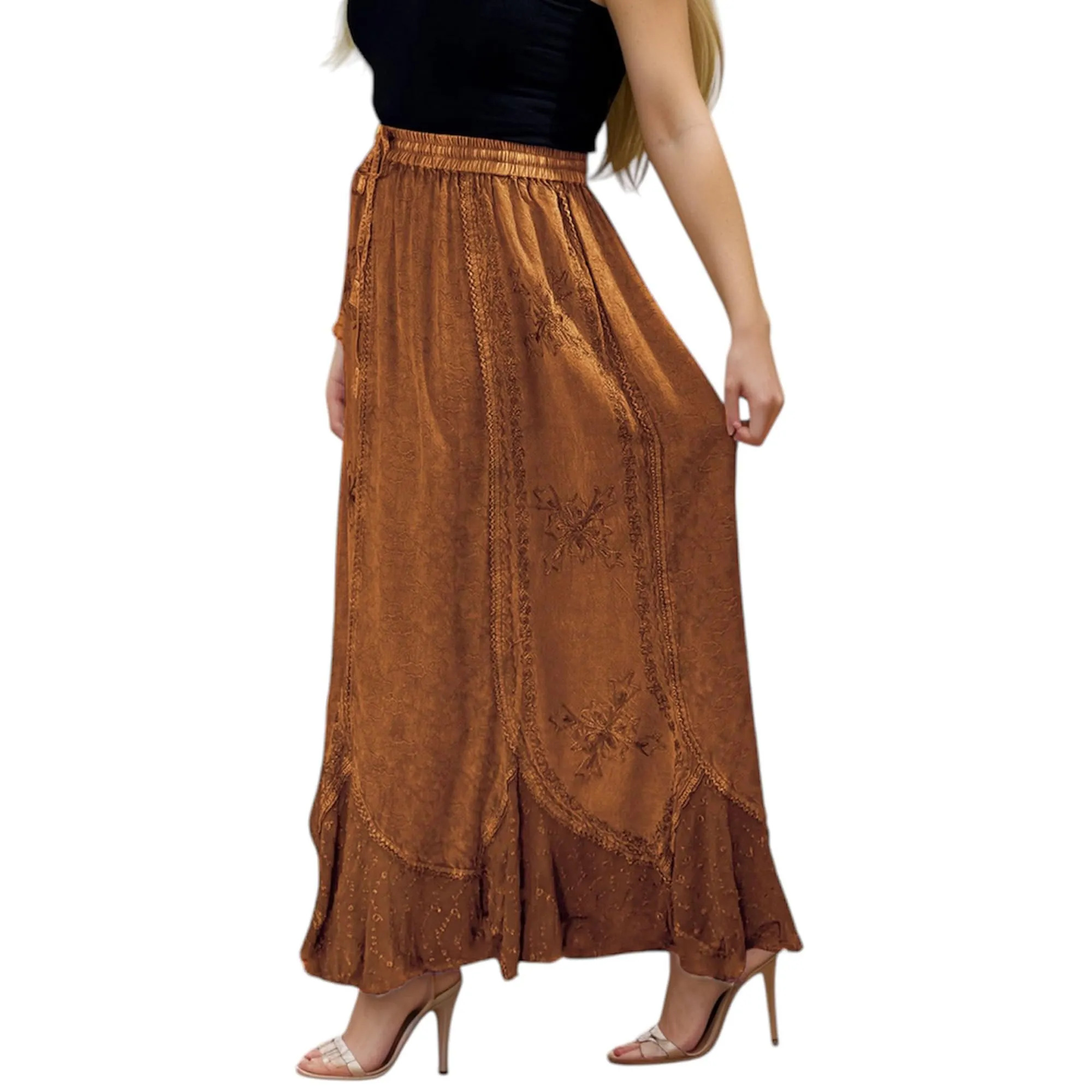 Women's Scalloped Bohemian Gothic Elastic Waistband Flared Skirt ~ 711 SKT