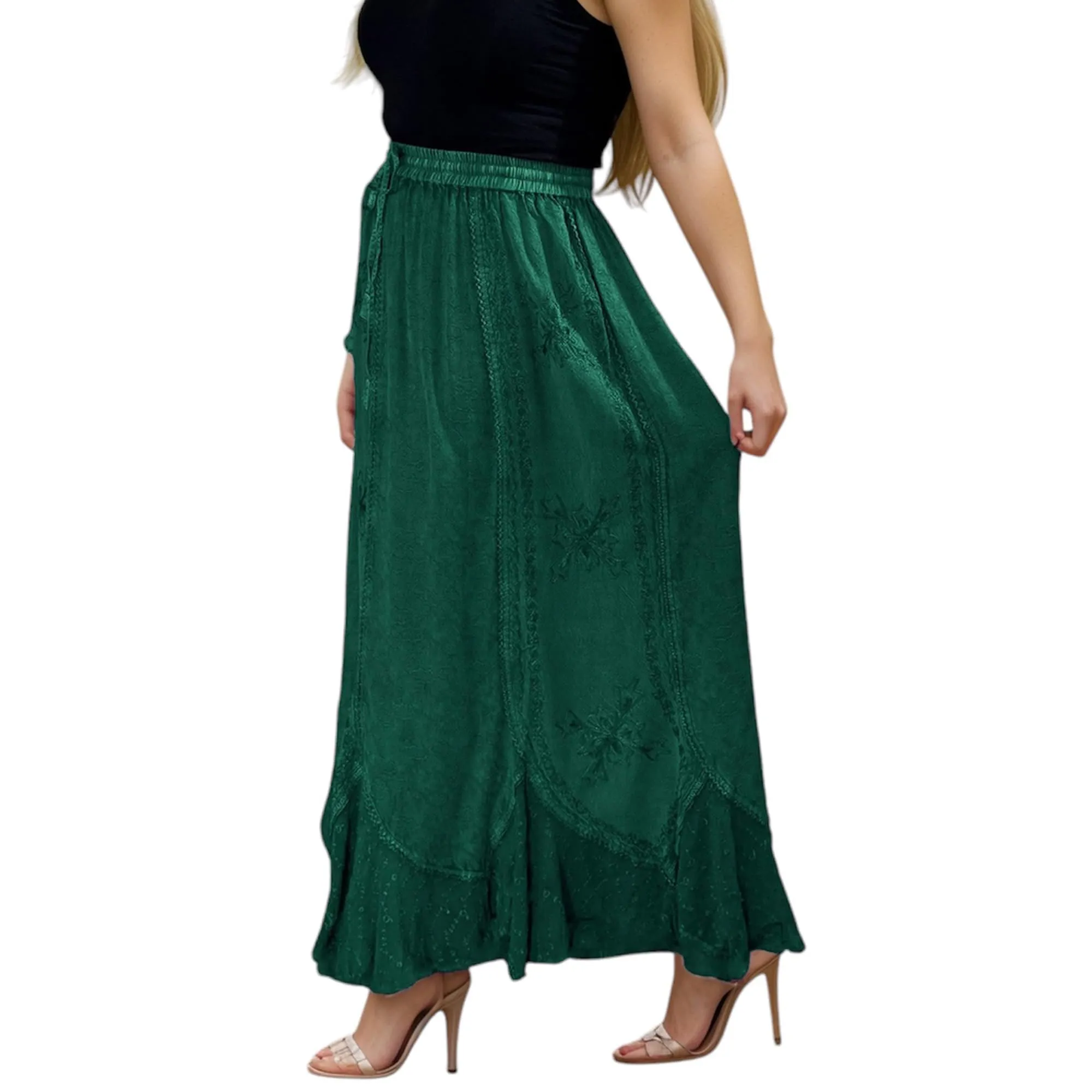 Women's Scalloped Bohemian Gothic Elastic Waistband Flared Skirt ~ 711 SKT