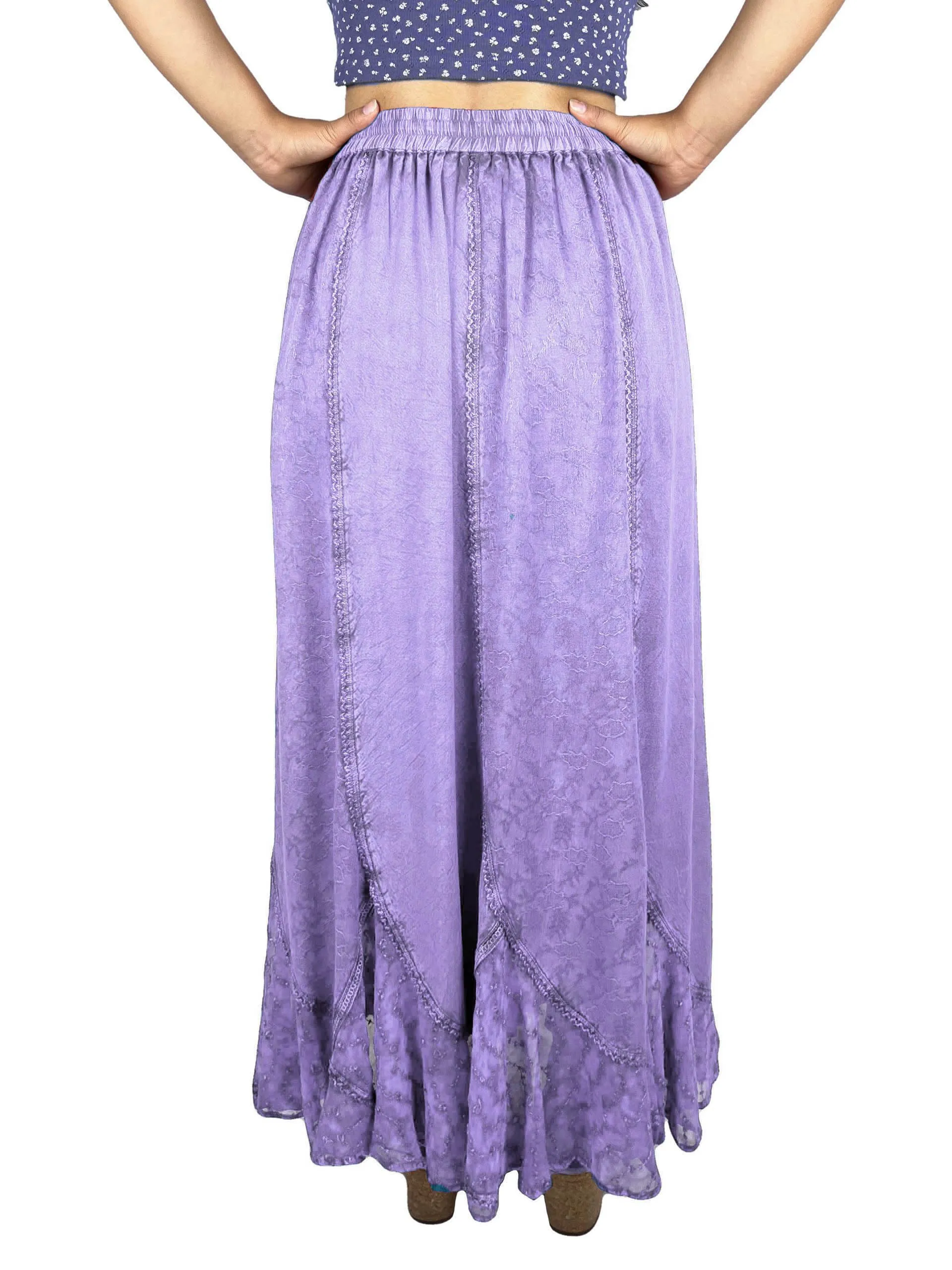 Women's Scalloped Bohemian Gothic Elastic Waistband Flared Skirt ~ 711 SKT