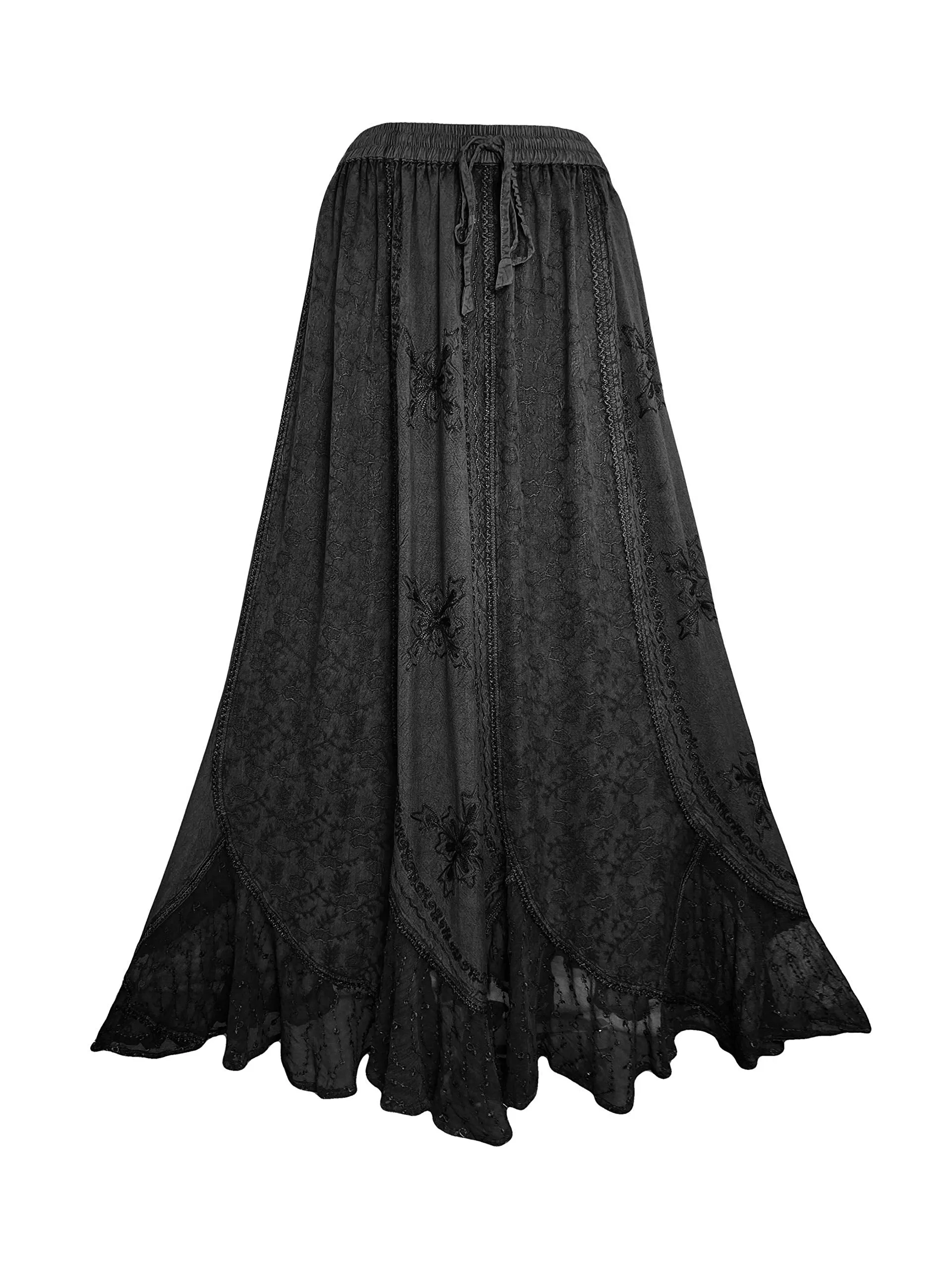 Women's Scalloped Bohemian Gothic Elastic Waistband Flared Skirt ~ 711 SKT