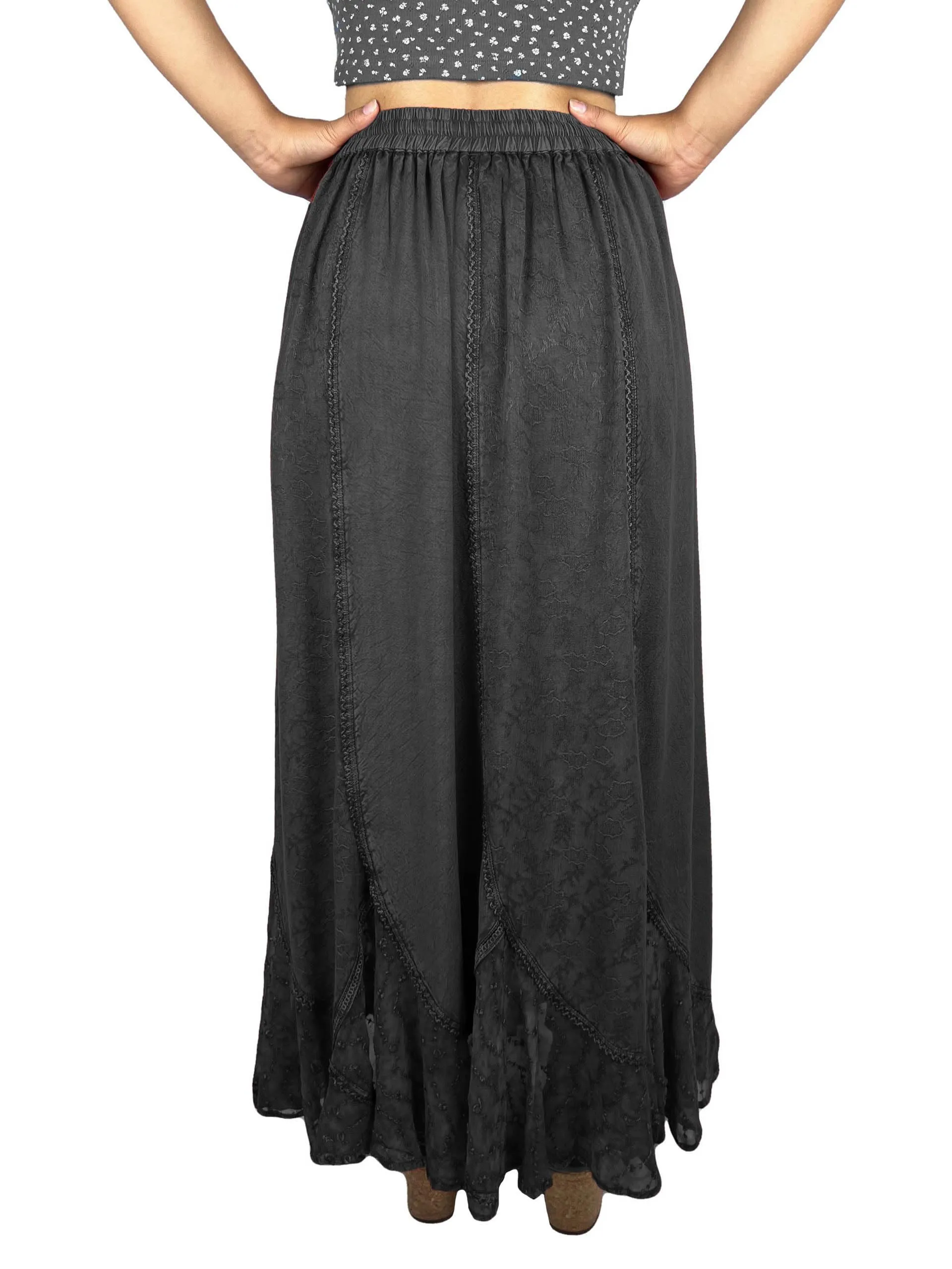 Women's Scalloped Bohemian Gothic Elastic Waistband Flared Skirt ~ 711 SKT