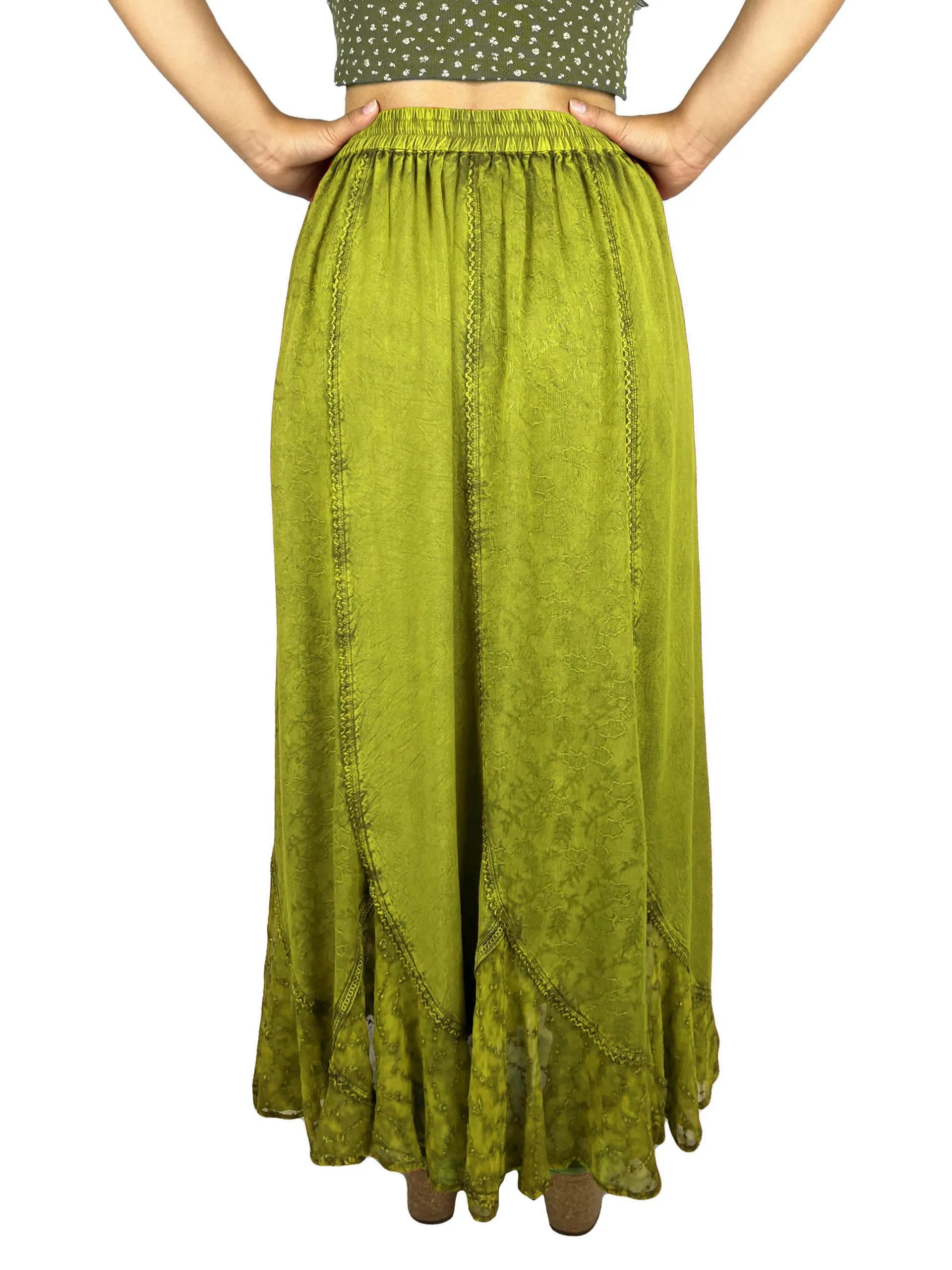 Women's Scalloped Bohemian Gothic Elastic Waistband Flared Skirt ~ 711 SKT