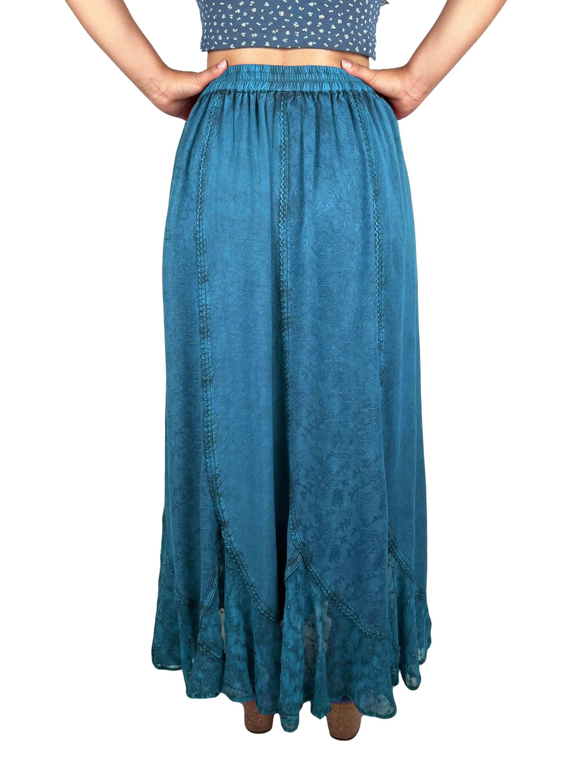 Women's Scalloped Bohemian Gothic Elastic Waistband Flared Skirt ~ 711 SKT