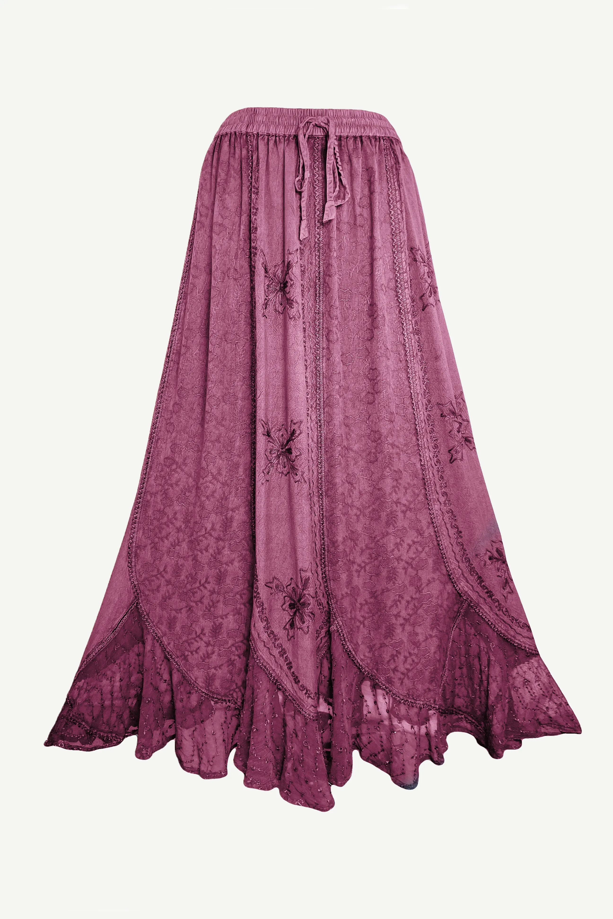 Women's Scalloped Bohemian Gothic Elastic Waistband Flared Skirt ~ 711 SKT